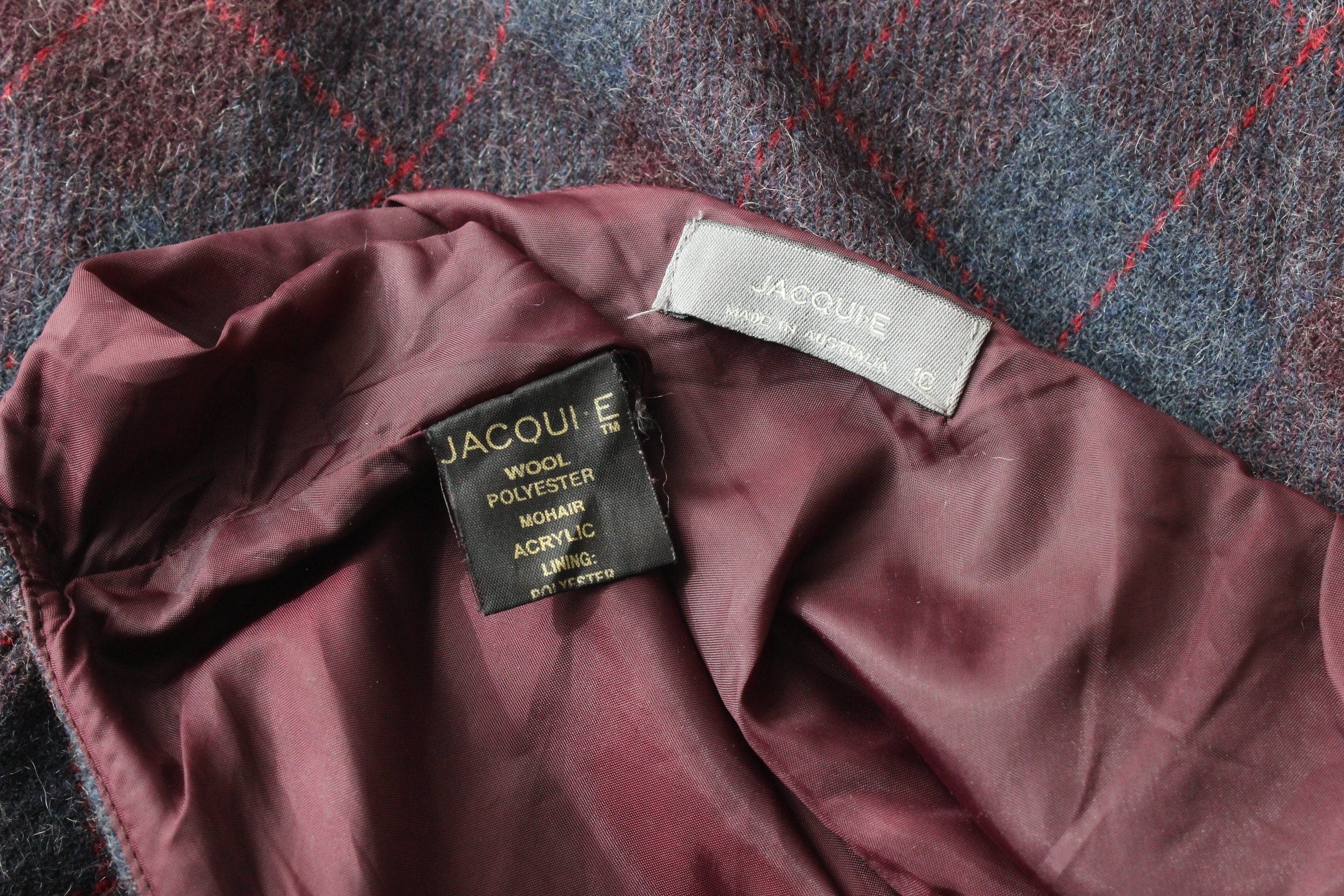 90s Subtle Tartan Wool & Mohair Knee Length Skirt