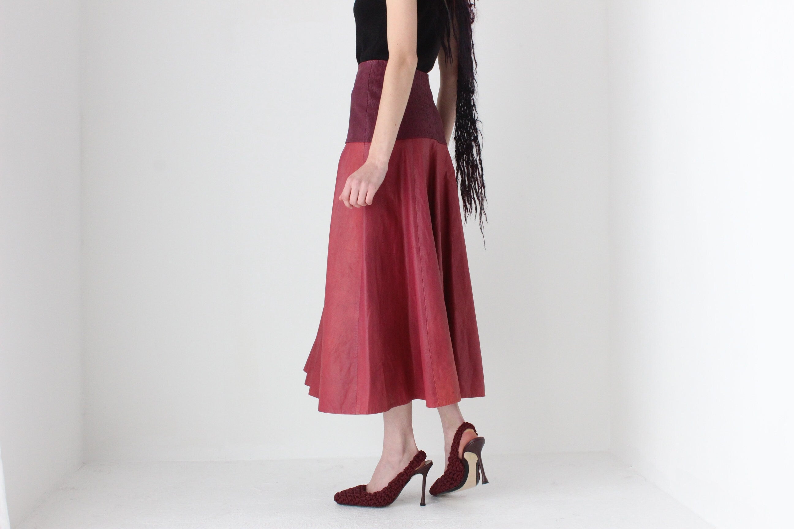 80s Leather Medieval Vibe Lace Up Corset Skirt