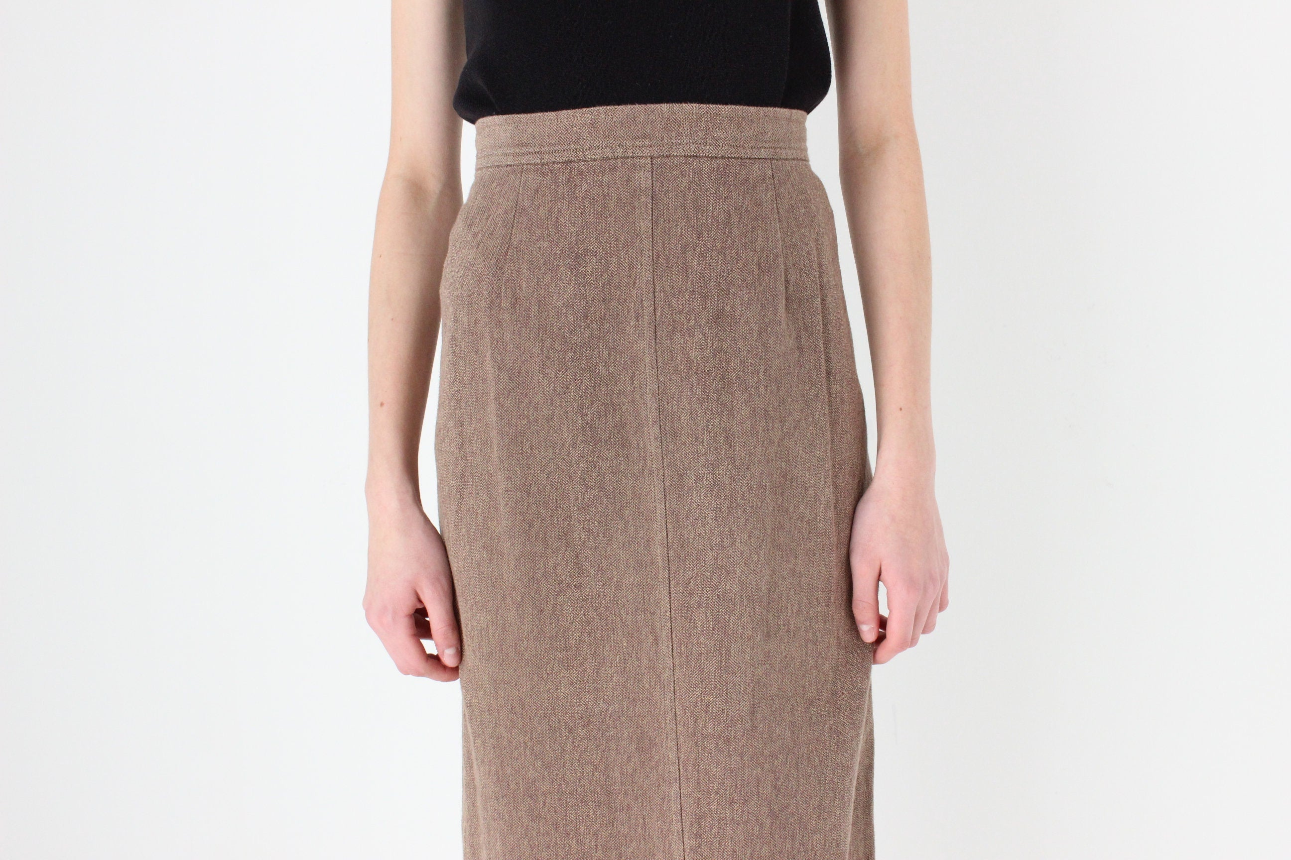 90s Woven Textured Pencil Skirt