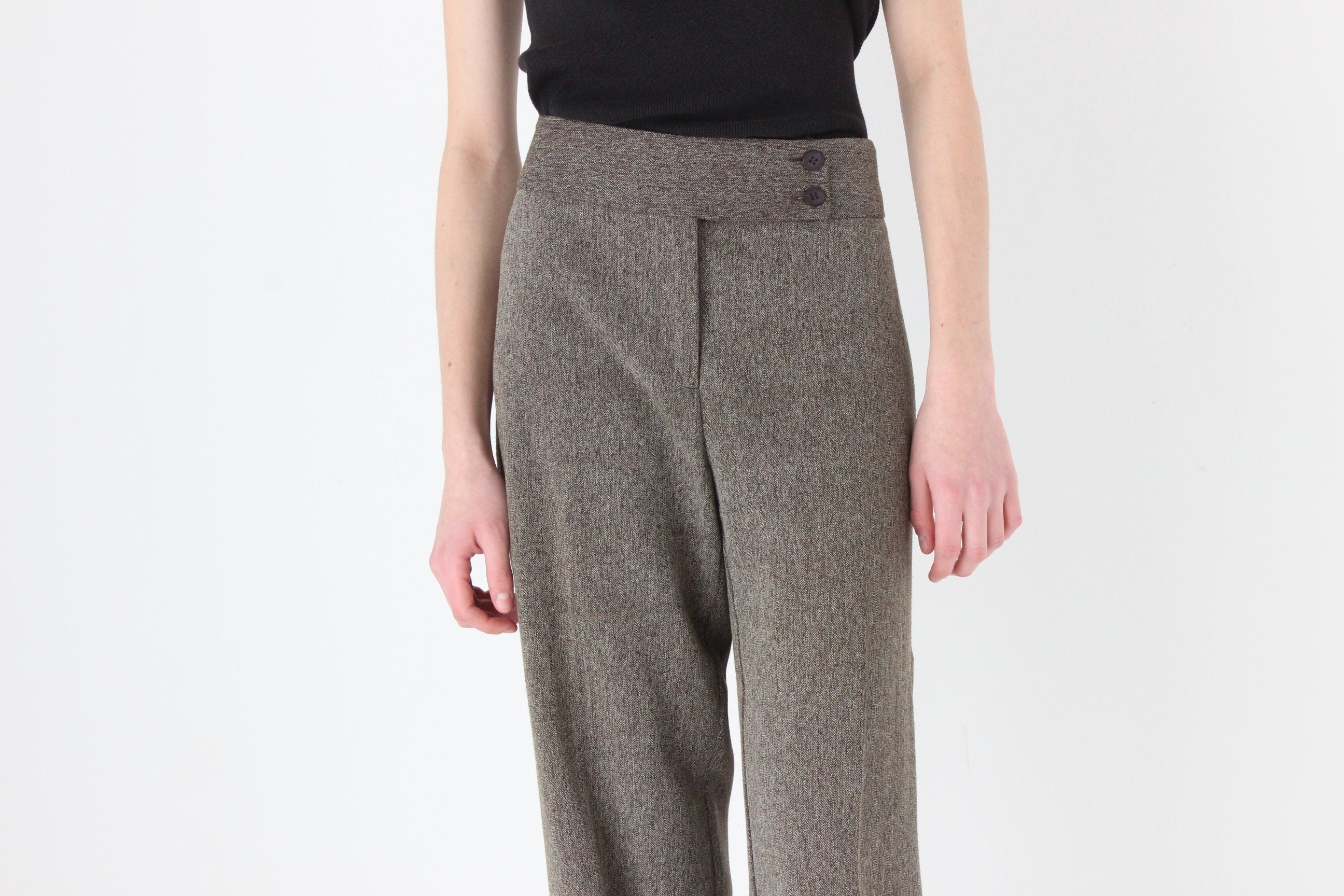 90s Woven Textured Wide Trousers