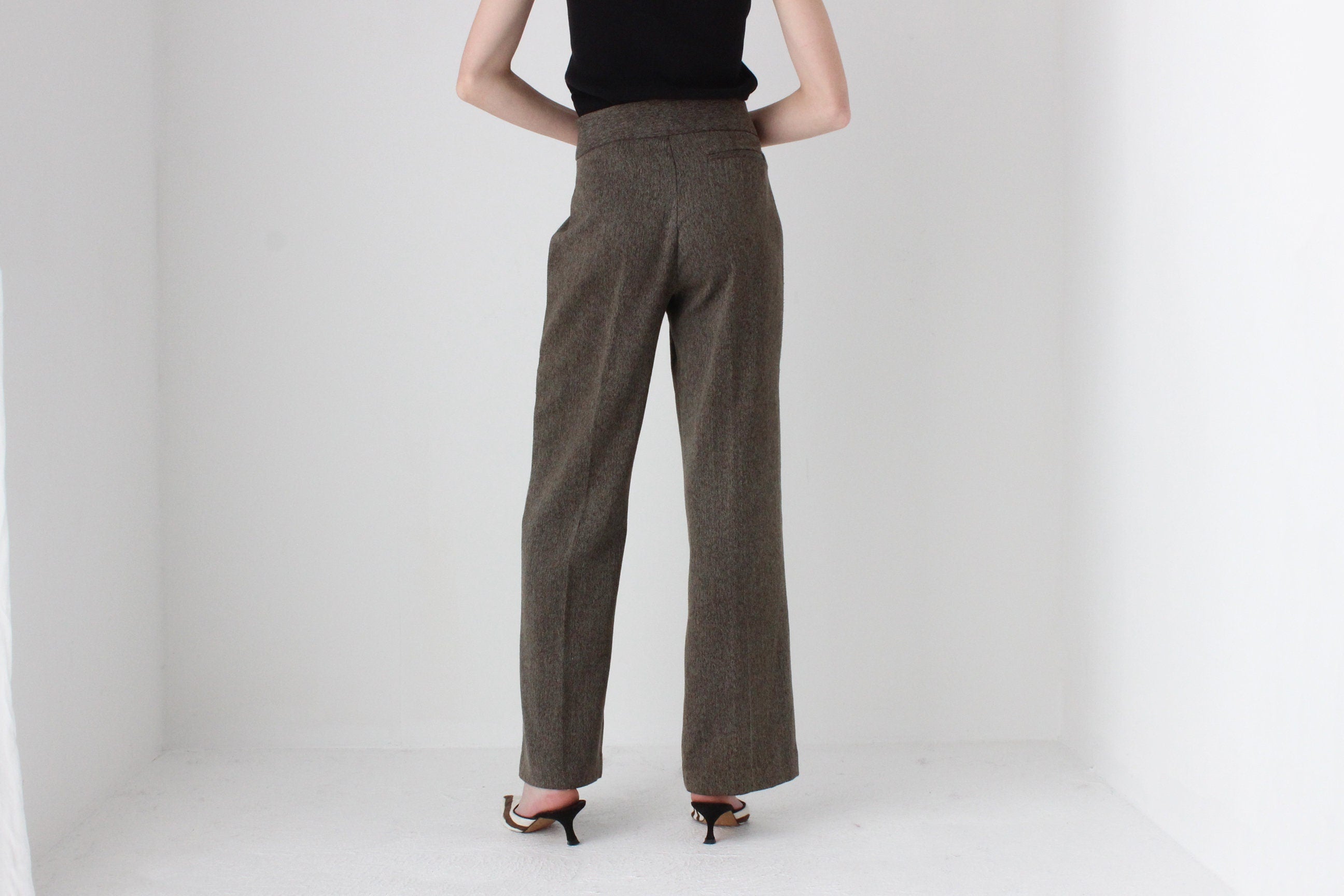 90s Woven Textured Wide Trousers