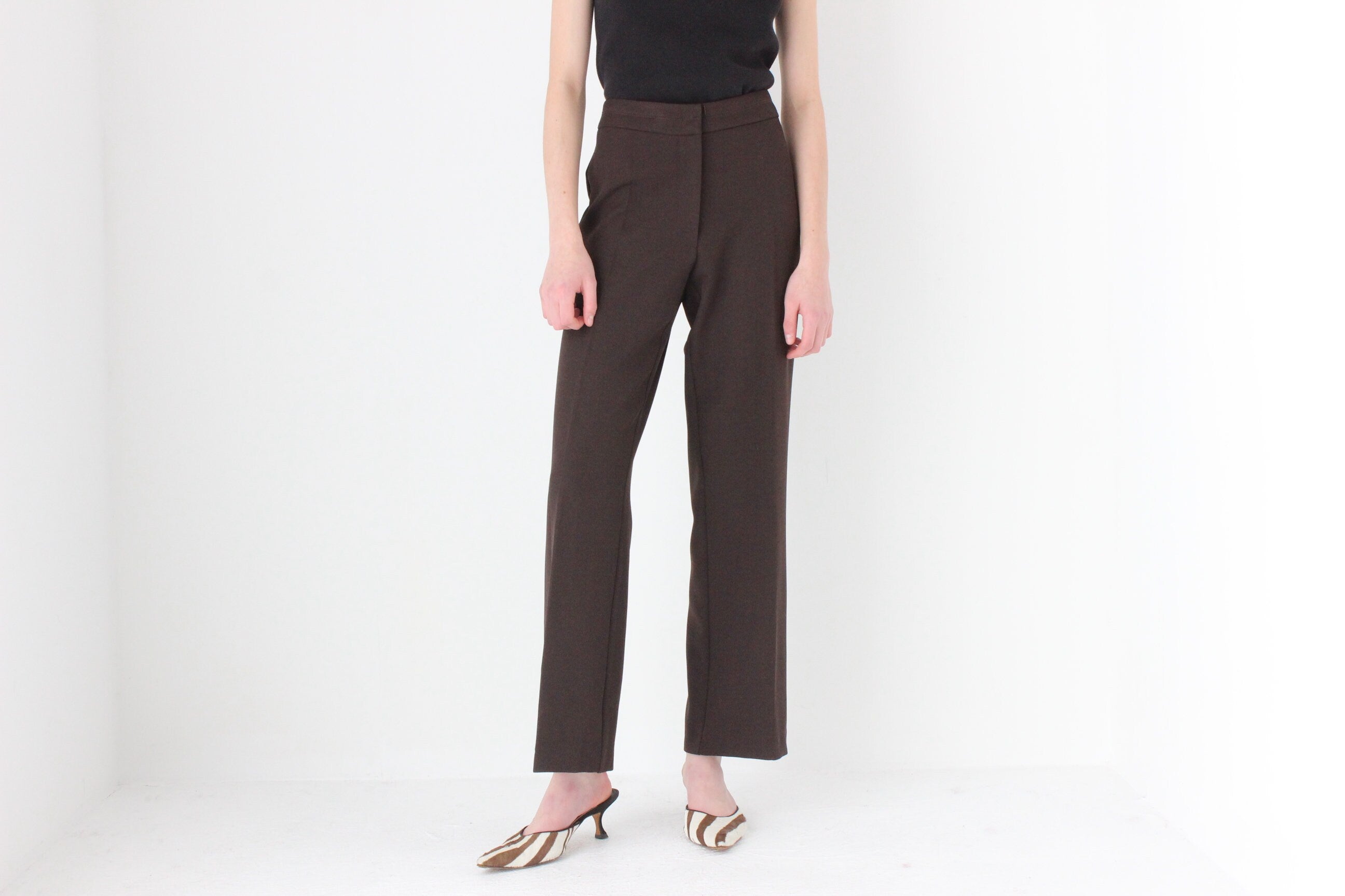 90s Minimal Chocolate Relaxed, Wide Leg Trousers
