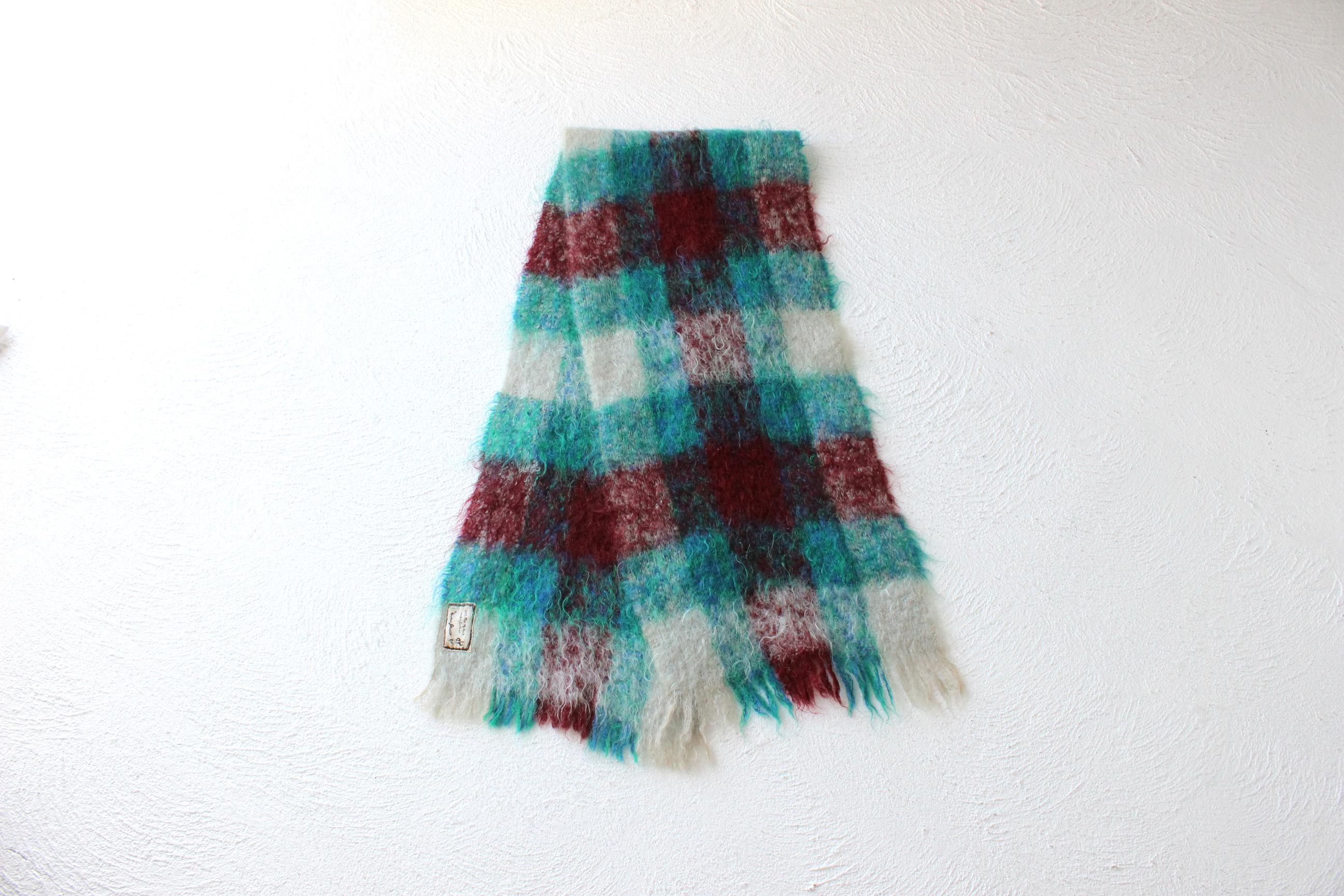 80s Scottish Pure Mohair Tartan Scarf by Andrew Stewart