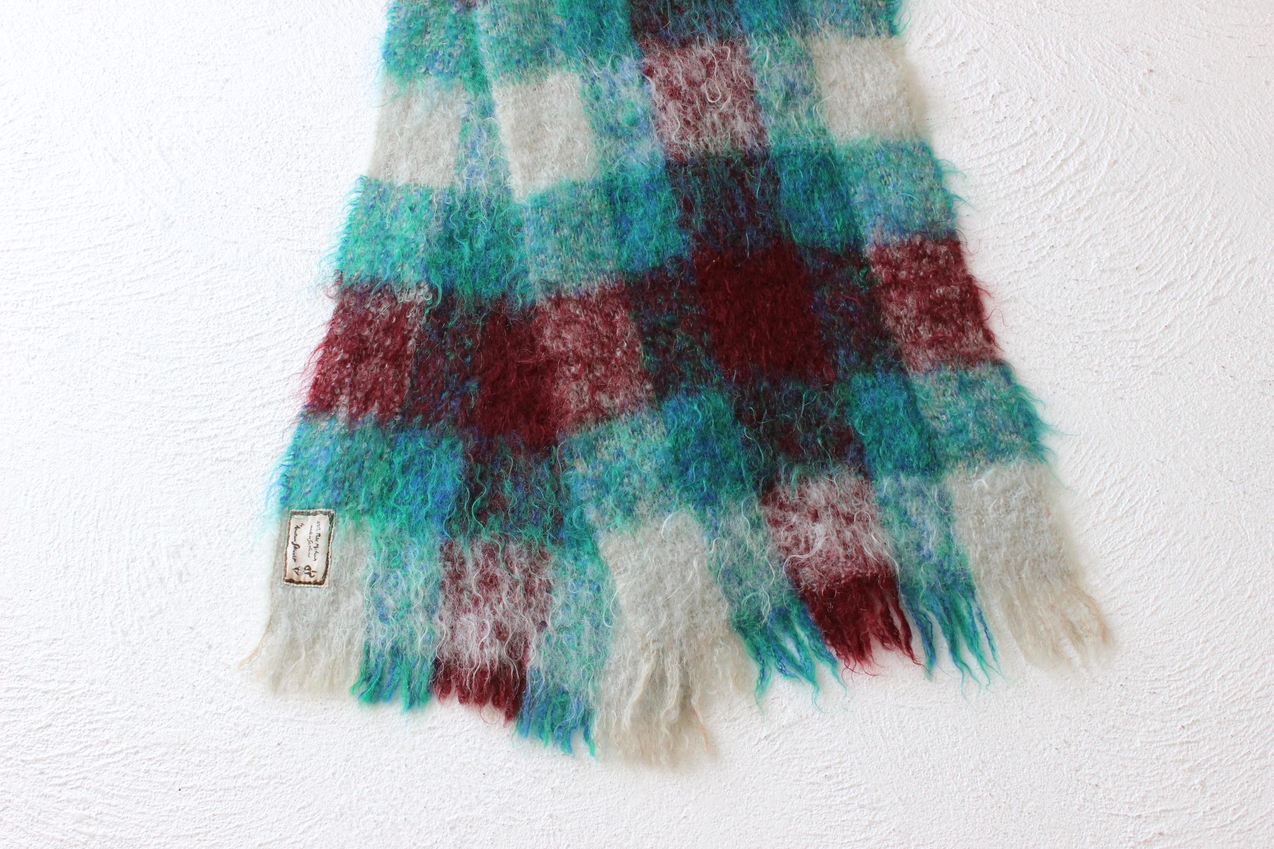 80s Scottish Pure Mohair Tartan Scarf by Andrew Stewart