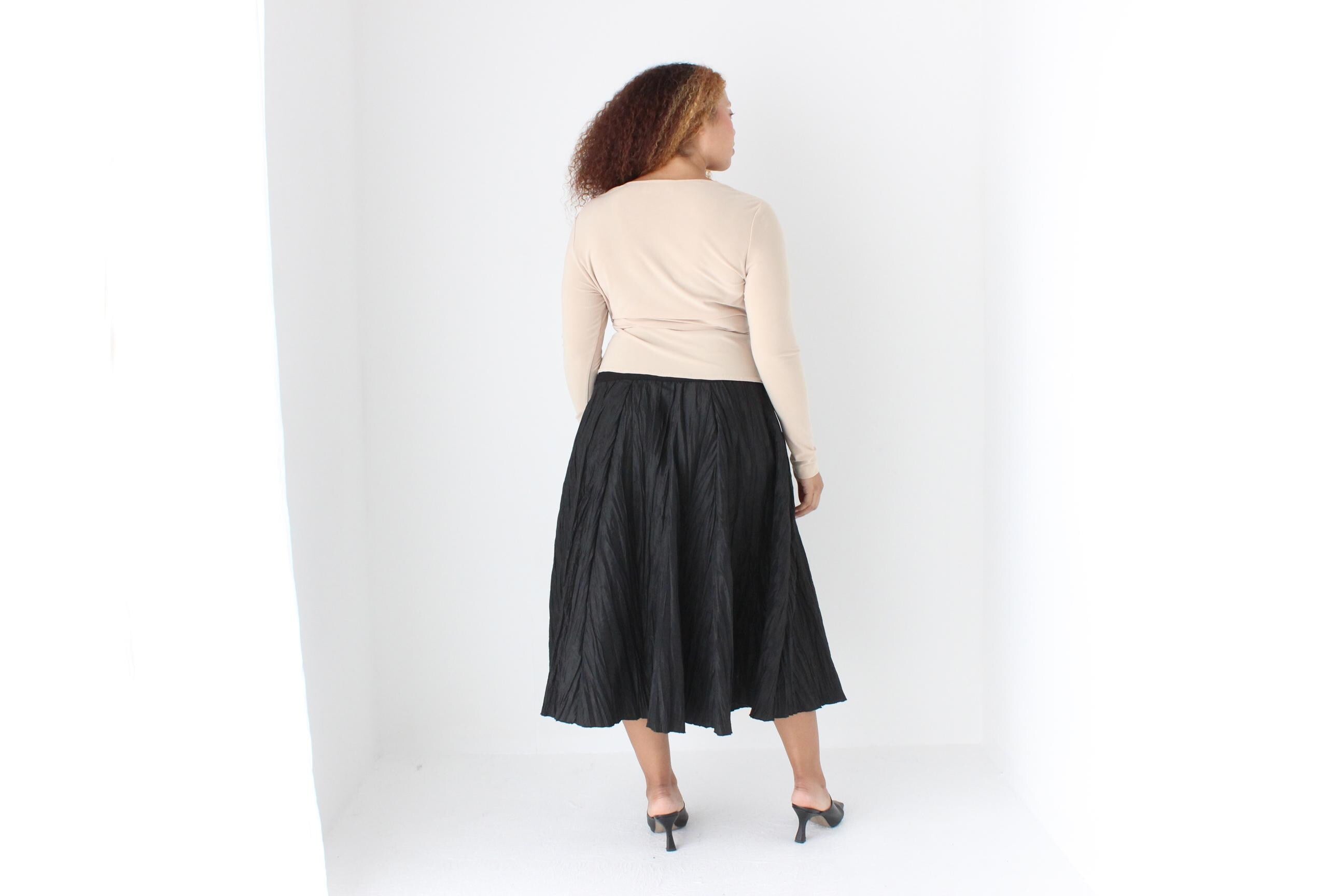 Y2K Stretch Neutral Sexy V Neck Plunge 'Wrap' Top