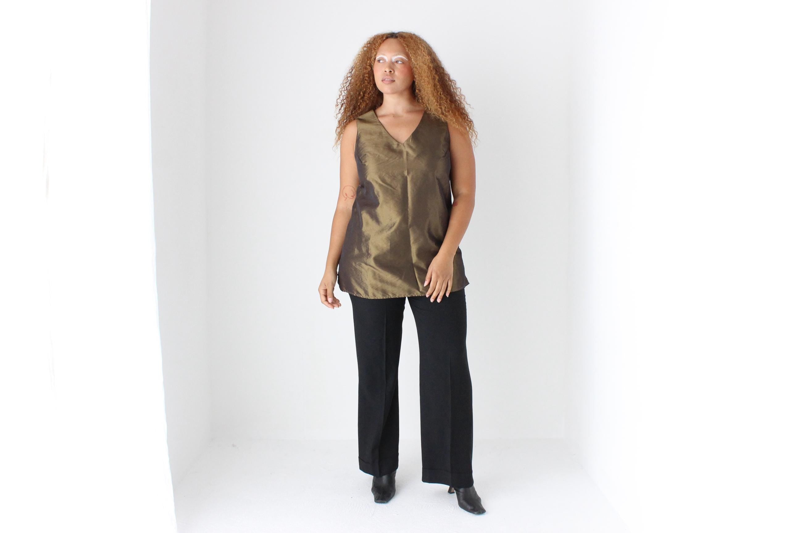 90s Bronze Metallic Party Top