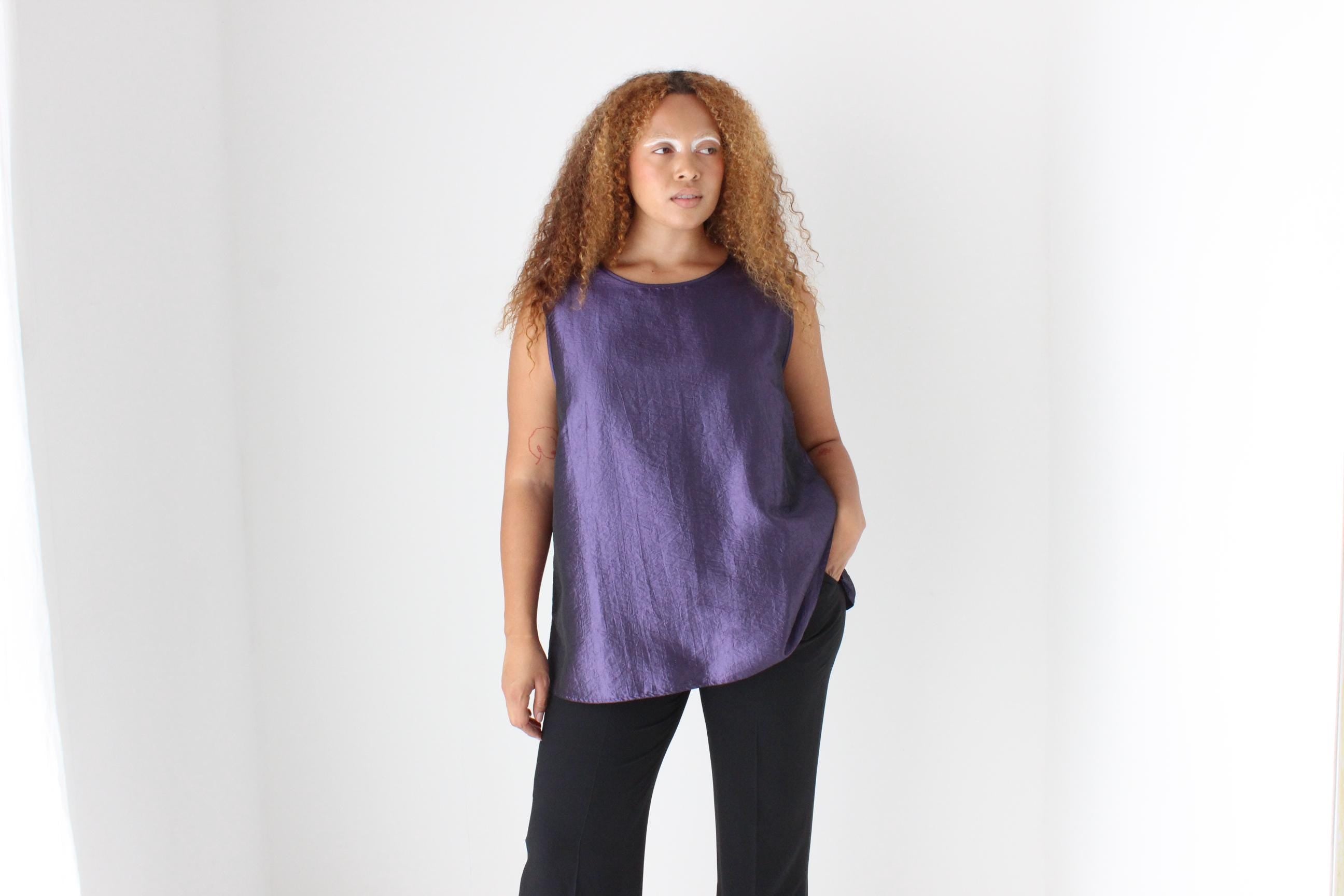 Fab 90s Purple Metallic Party Top