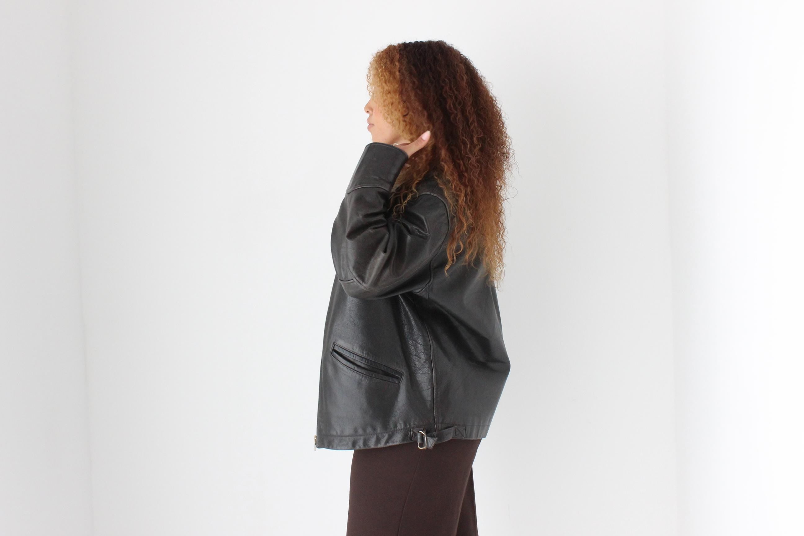 80s 'Palazzi' Leather Motorcycle Biker Jacket