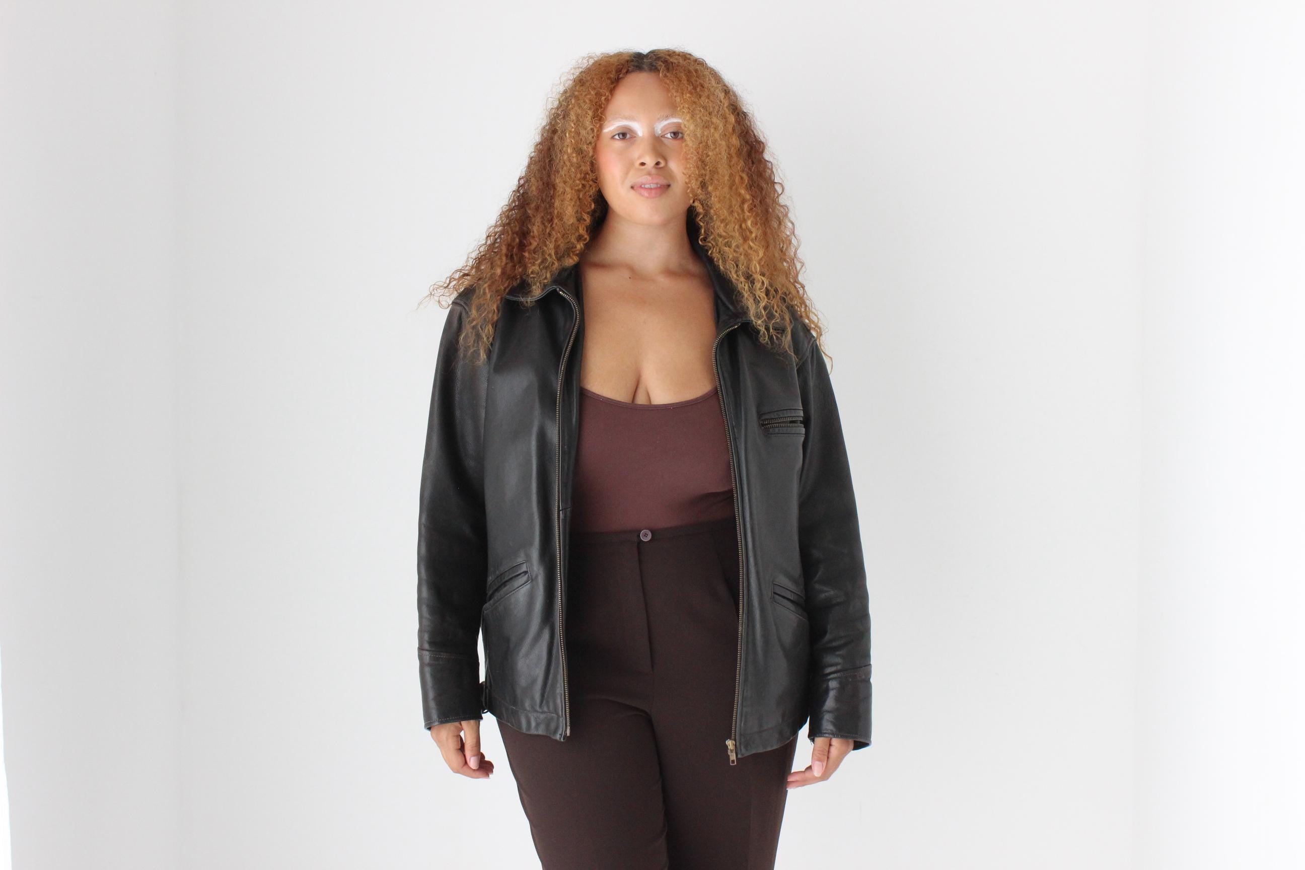 80s 'Palazzi' Leather Motorcycle Biker Jacket