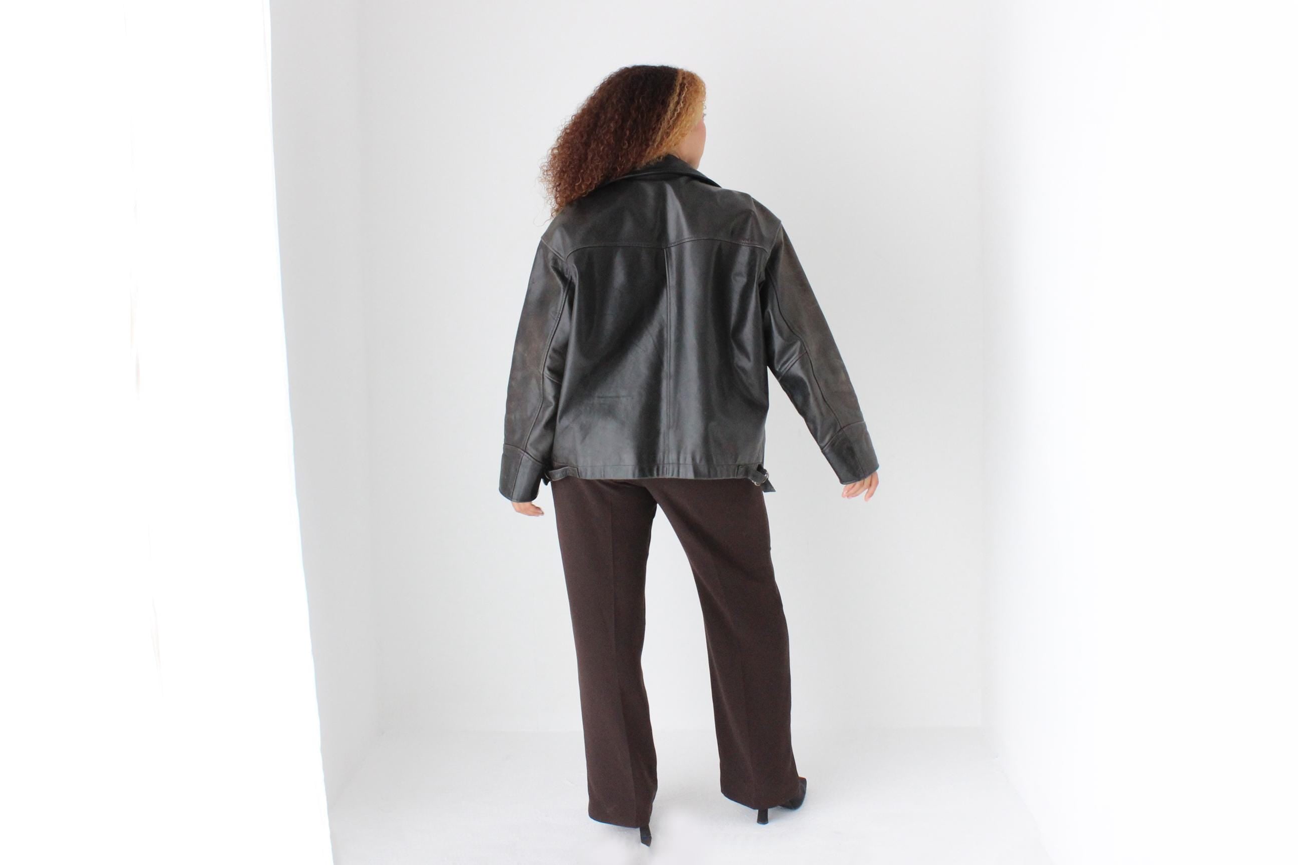 80s 'Palazzi' Leather Motorcycle Biker Jacket