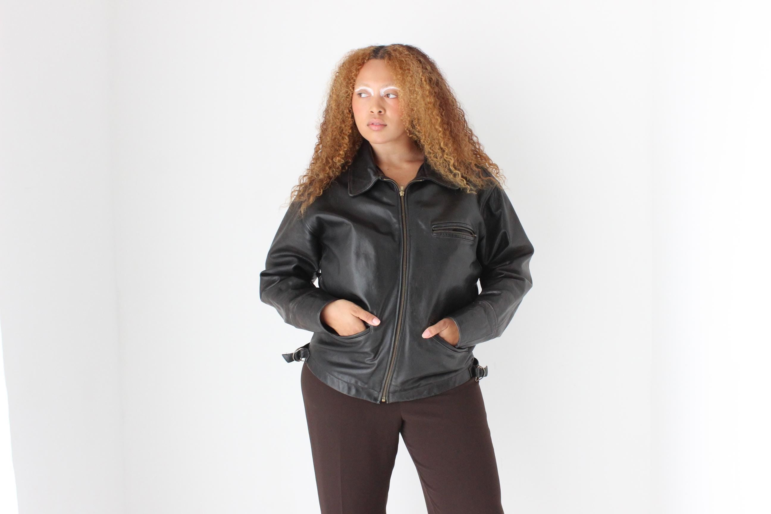 80s 'Palazzi' Leather Motorcycle Biker Jacket