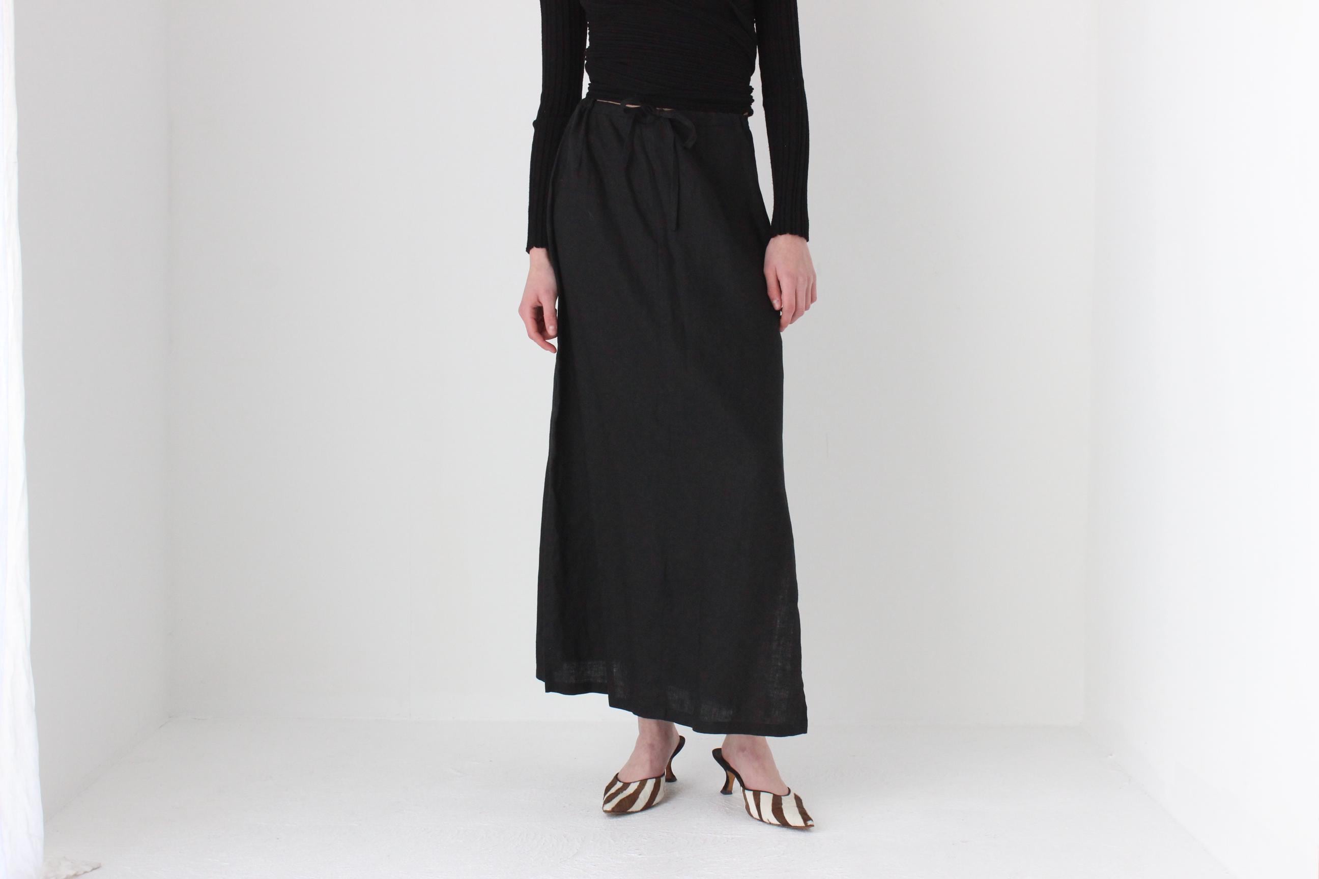 90s Minimal Linen High Waist Skirt