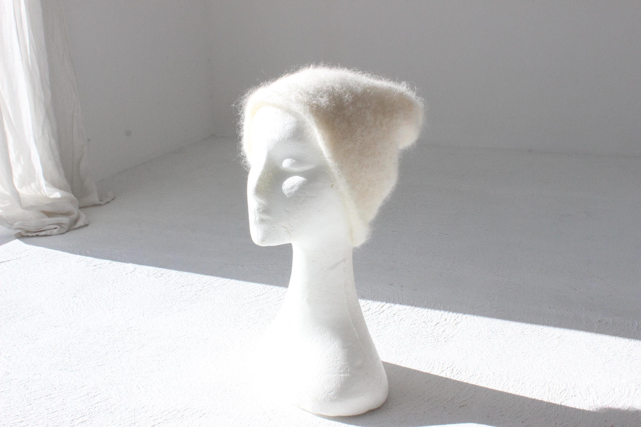 90s Mohair Wool Hand Knit 2-Way Beanie