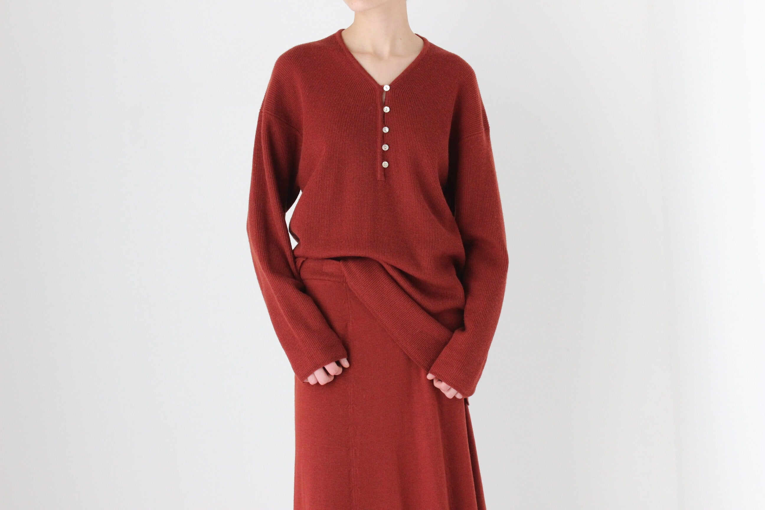 Quality 90s Pure Wool Rust Tone Two-Piece Knit Set