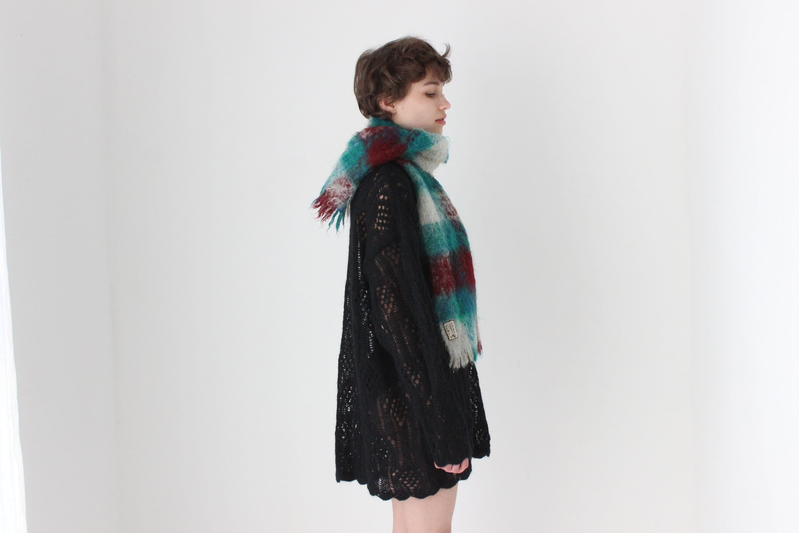 80s Scottish Pure Mohair Tartan Scarf by Andrew Stewart