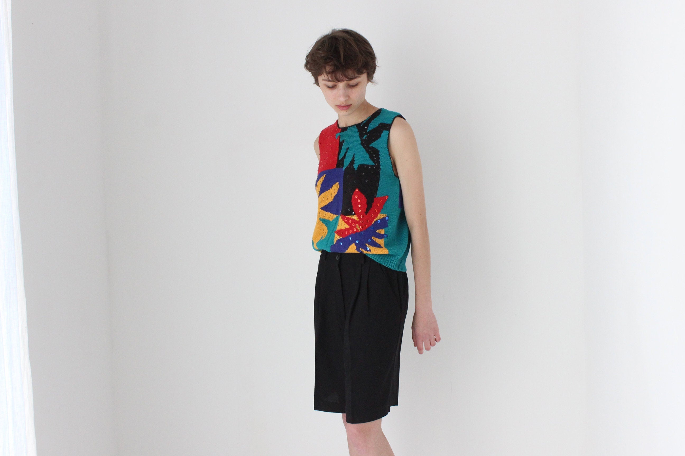 Wild 80s Multi Colour Abstract Knit Tank
