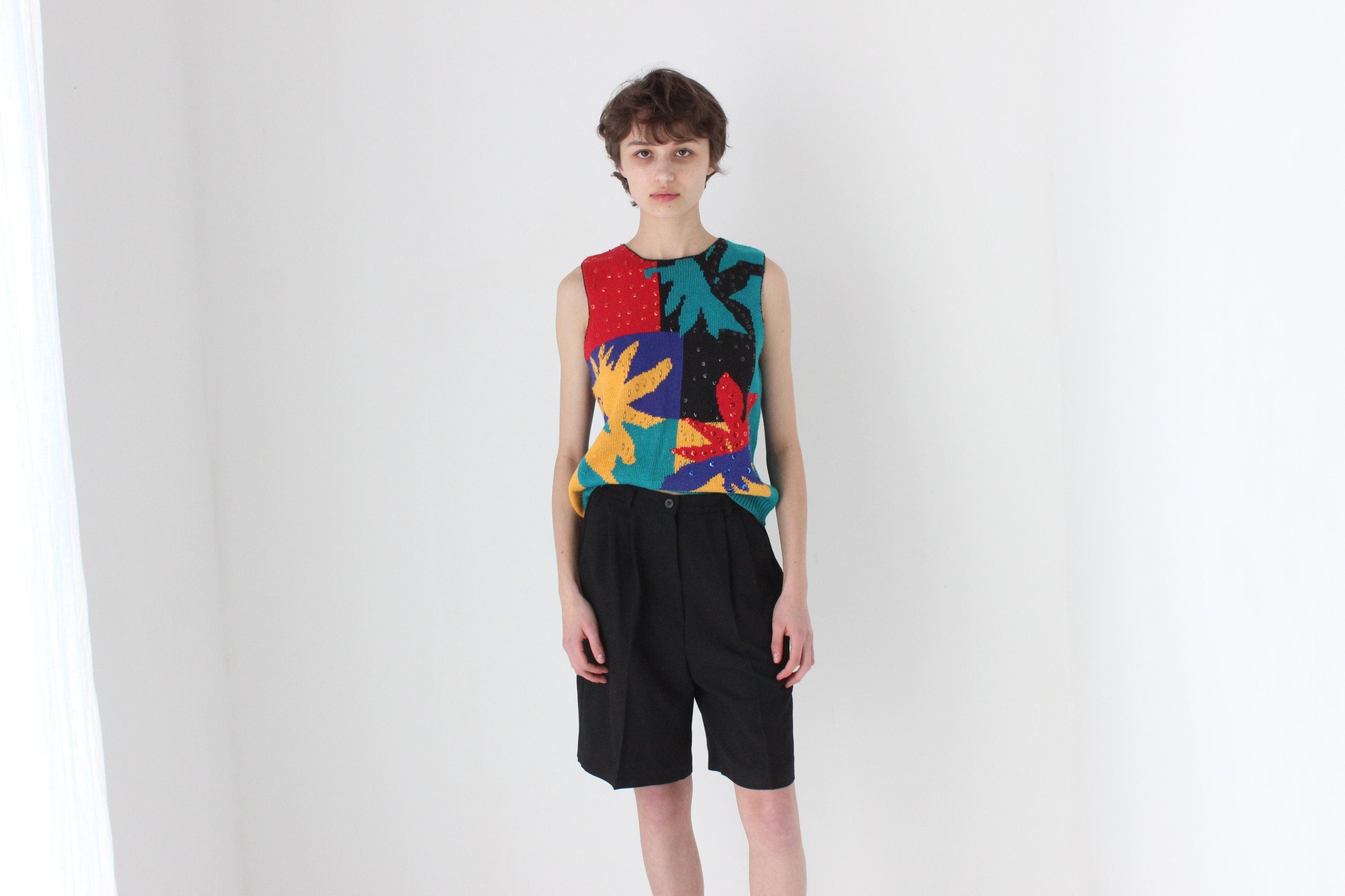 Wild 80s Multi Colour Abstract Knit Tank