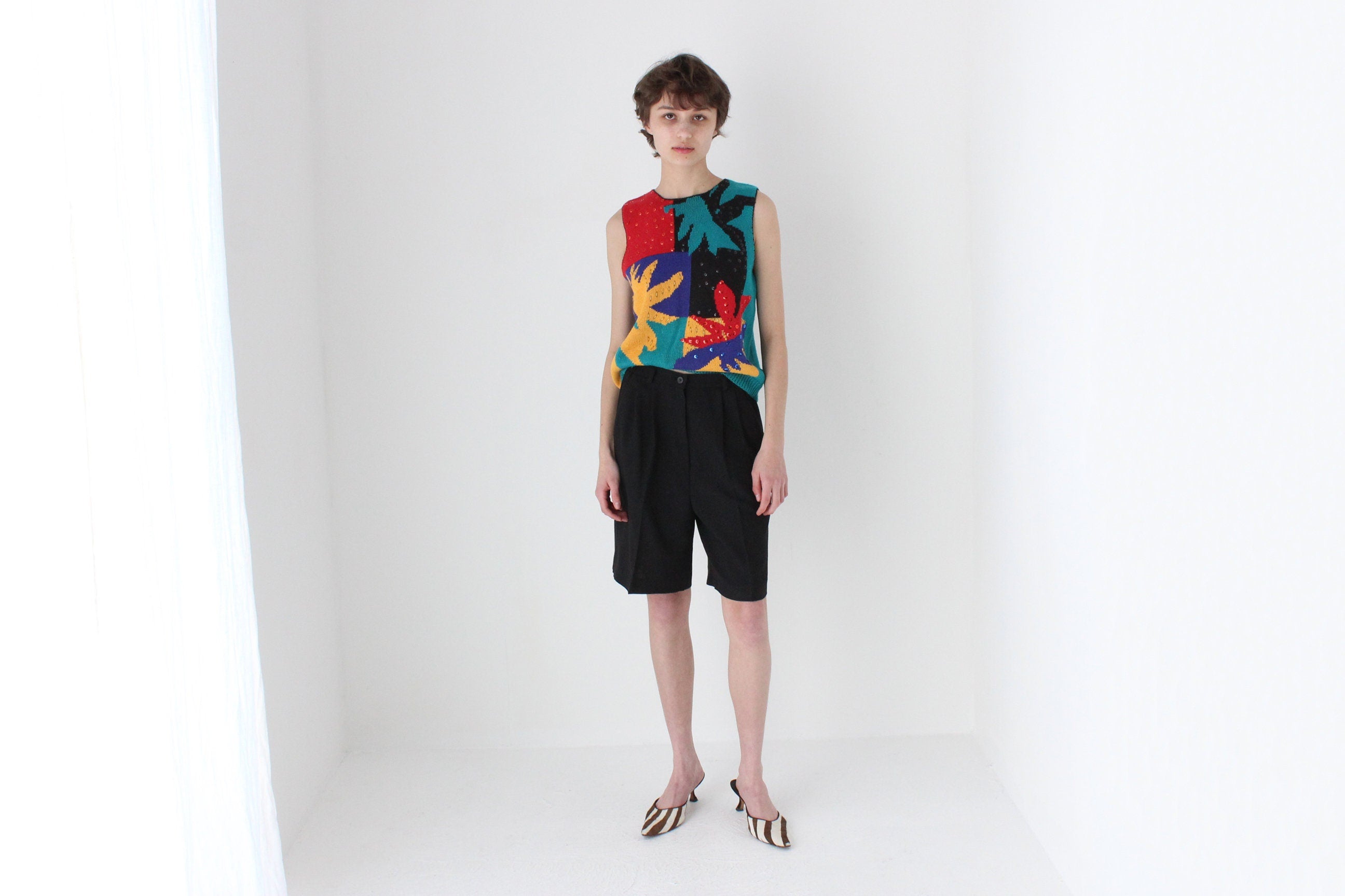 Wild 80s Multi Colour Abstract Knit Tank