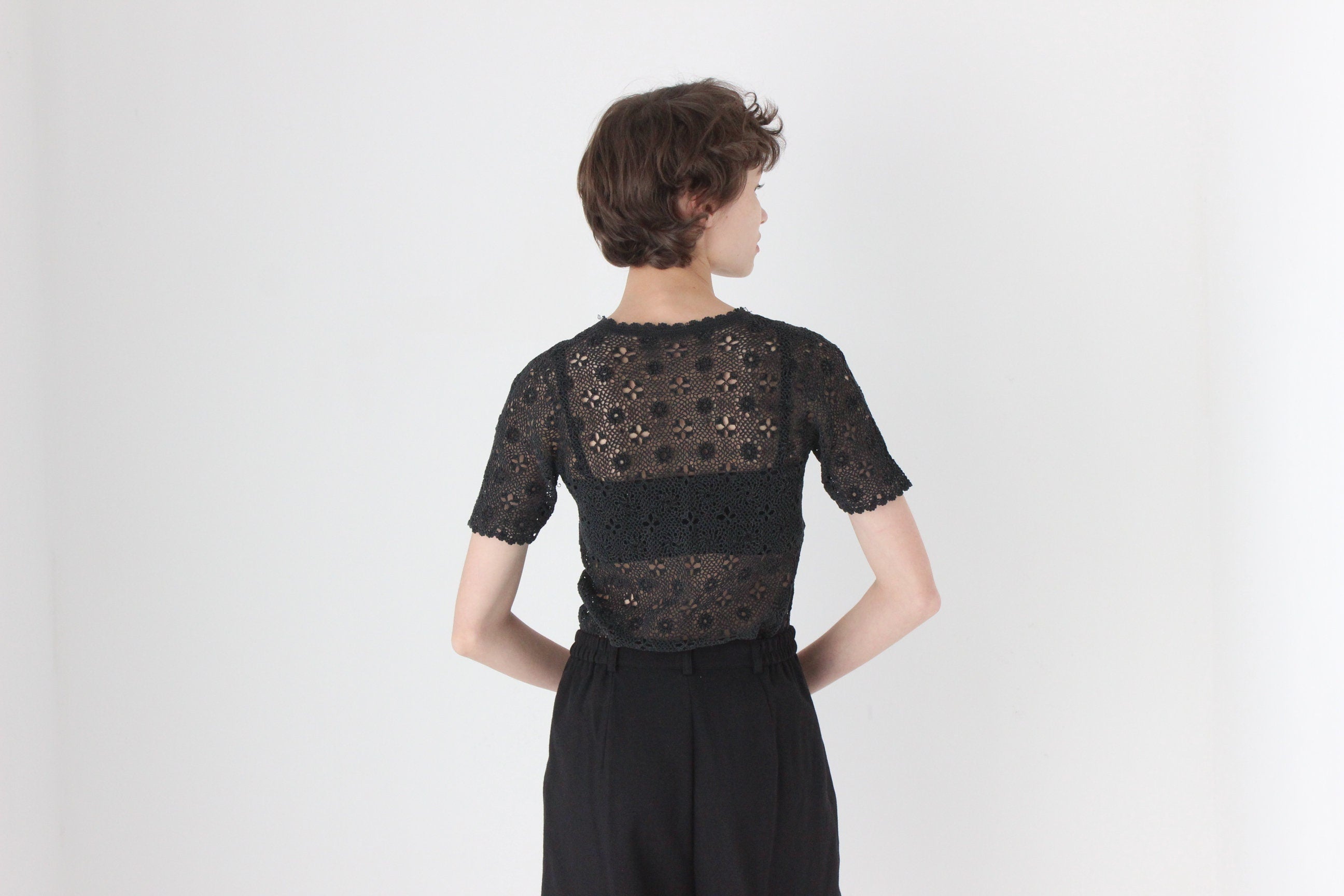 70s Cotton Crochet Doily Top