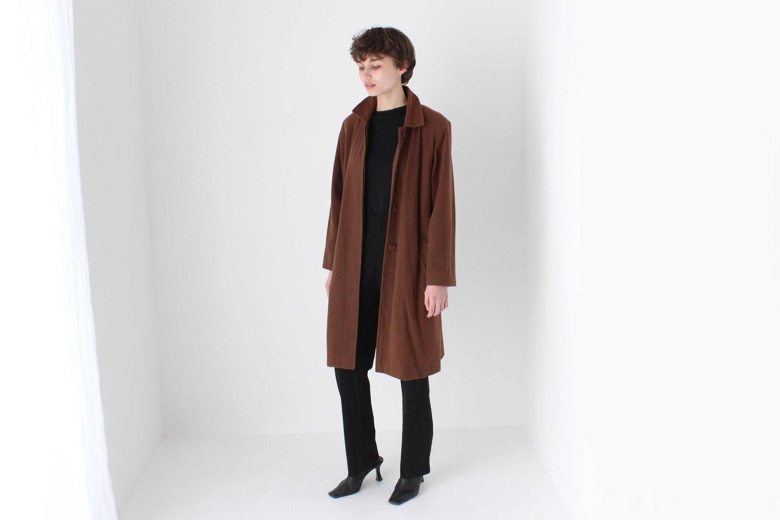 70s Chocolate Wool & Cashmere Coat