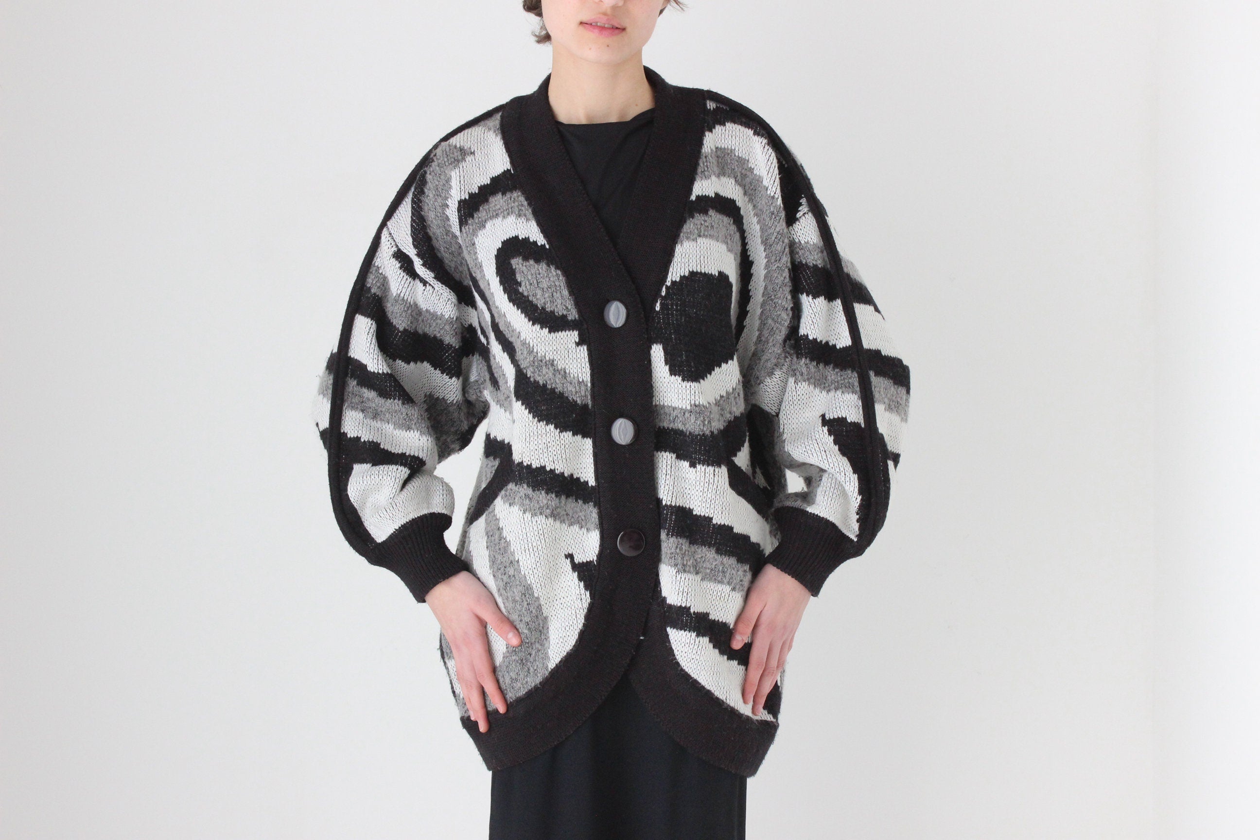 Trippy 80s Abstract Cocoon Batwing Knit