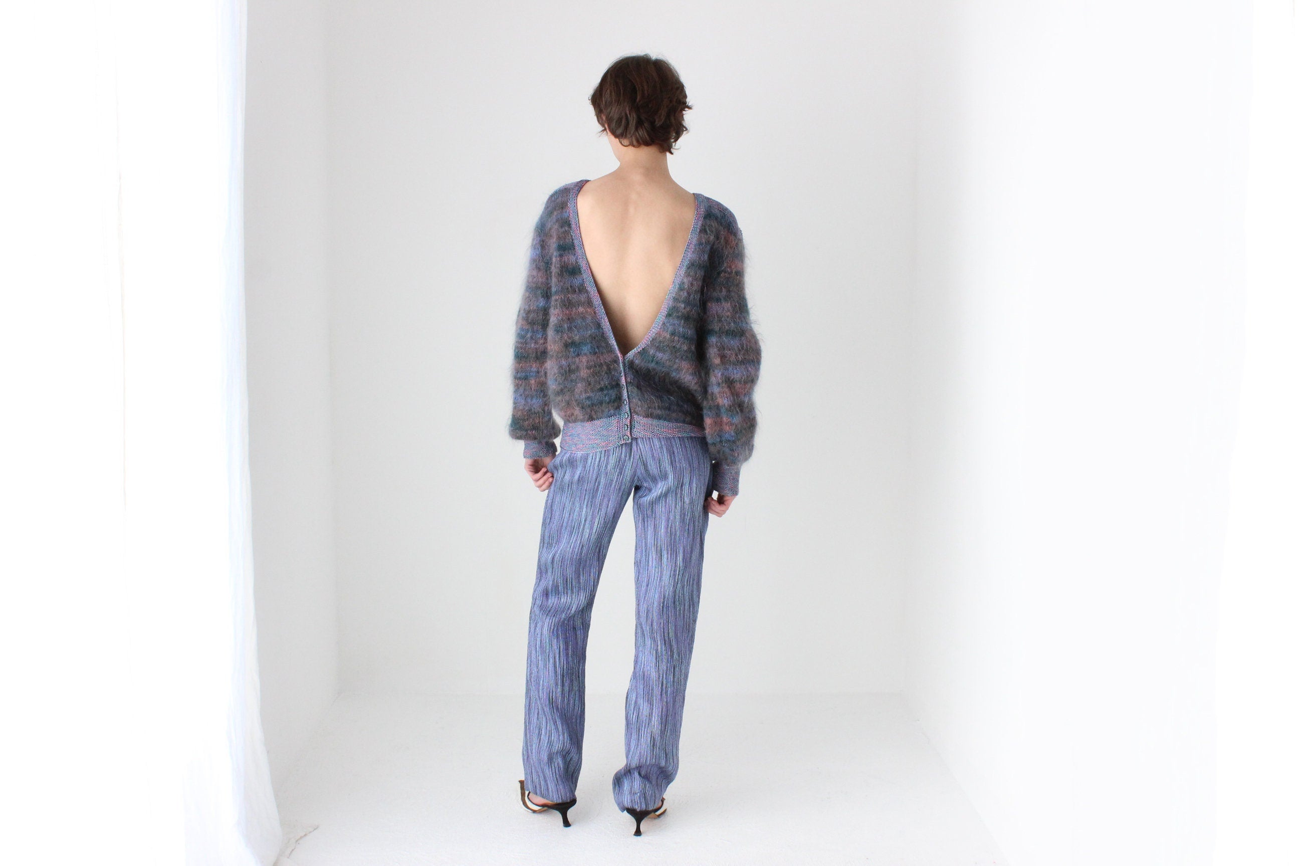80s Reversible Mohair & Wool Cardigan or Backless Sweater