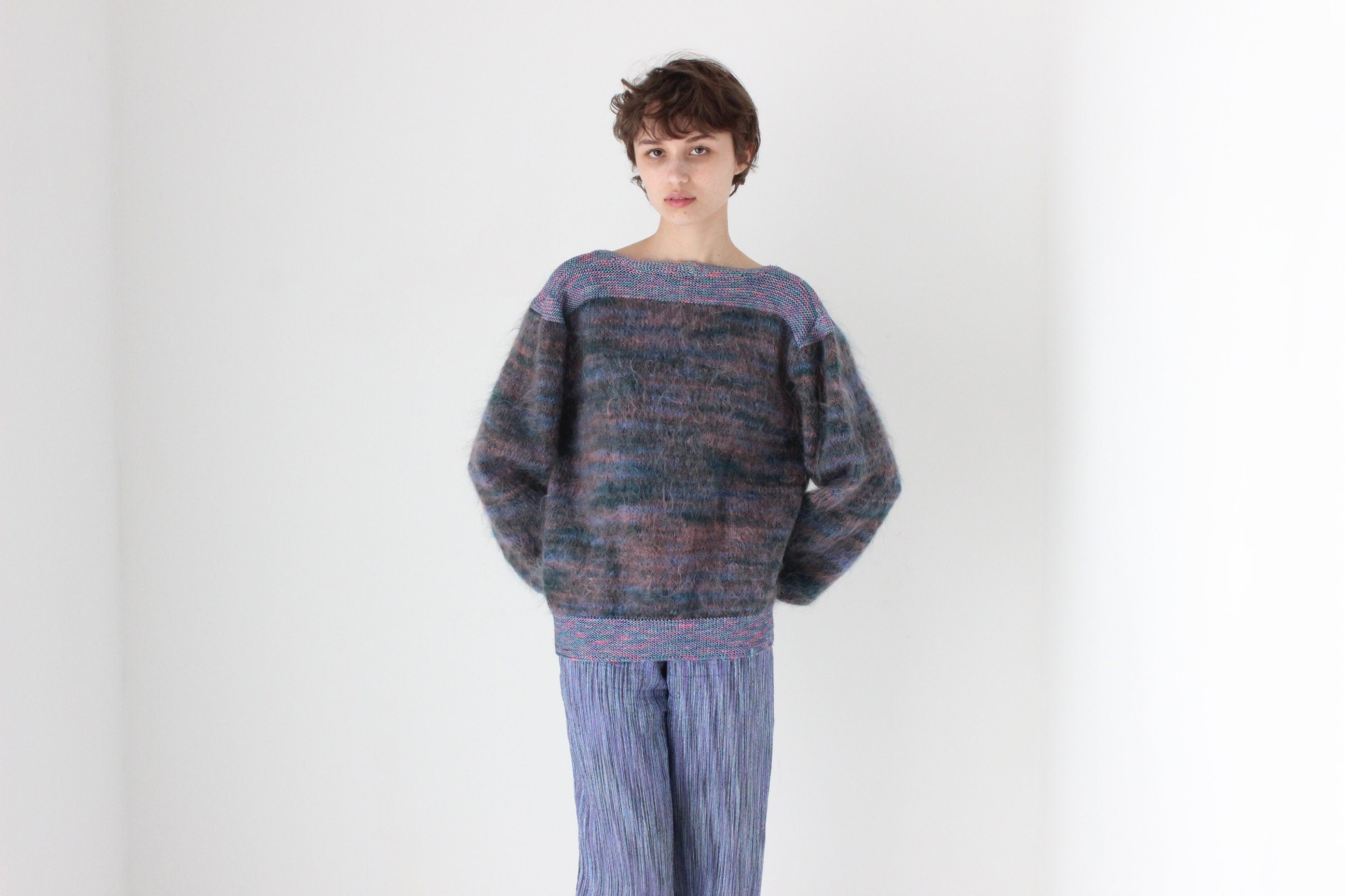 80s Reversible Mohair & Wool Cardigan or Backless Sweater