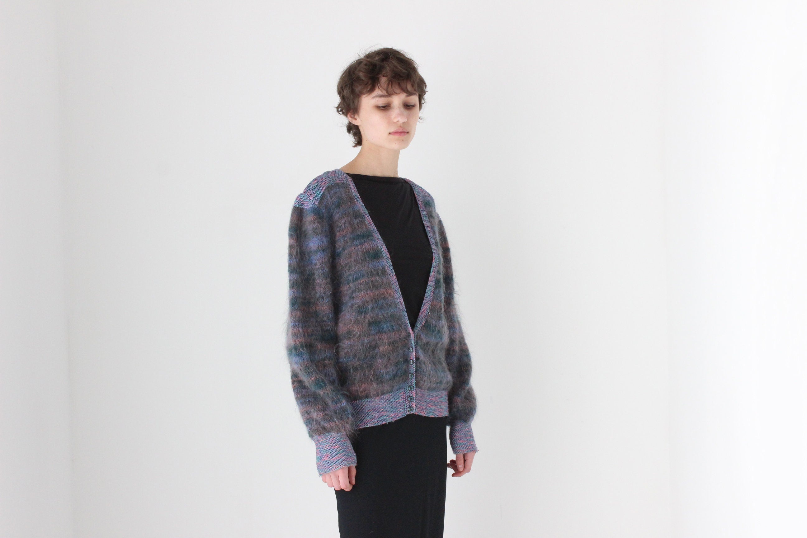 80s Reversible Mohair & Wool Cardigan or Backless Sweater