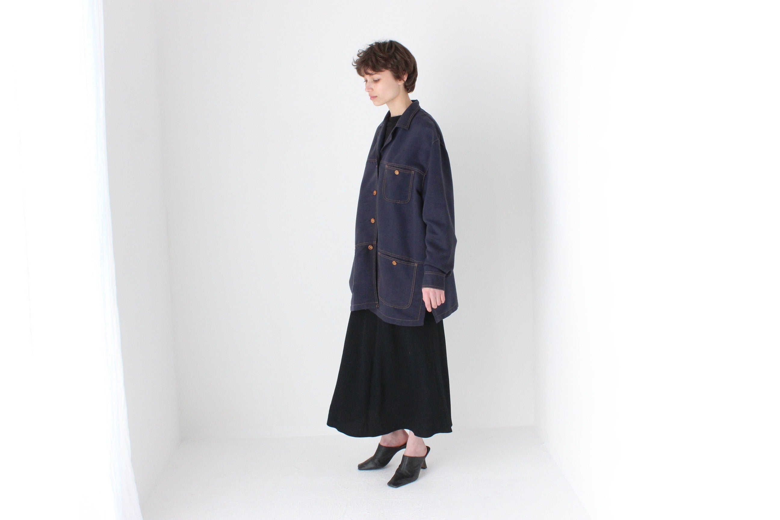90s Midnight Blue Boxy Unisex Multi Pocket Jacket