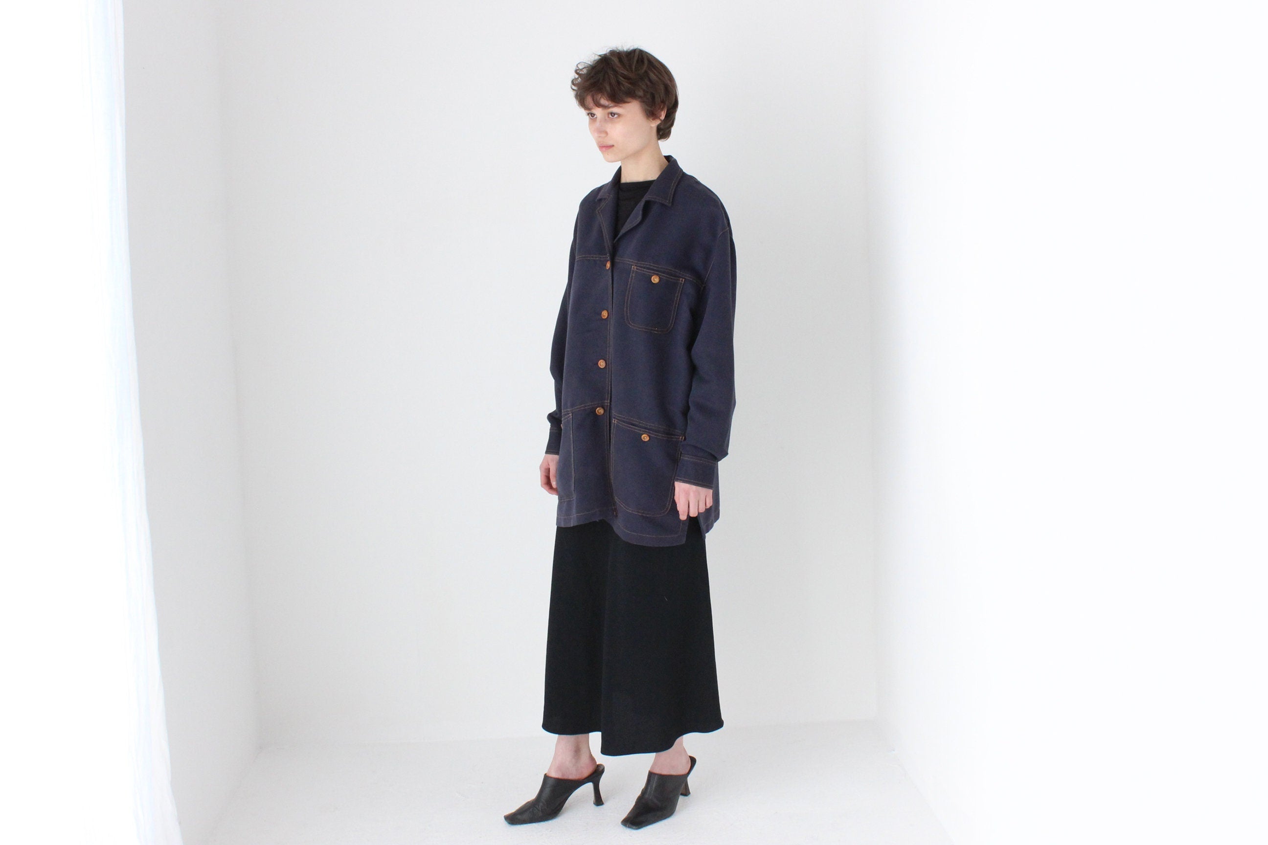 90s Midnight Blue Boxy Unisex Multi Pocket Jacket