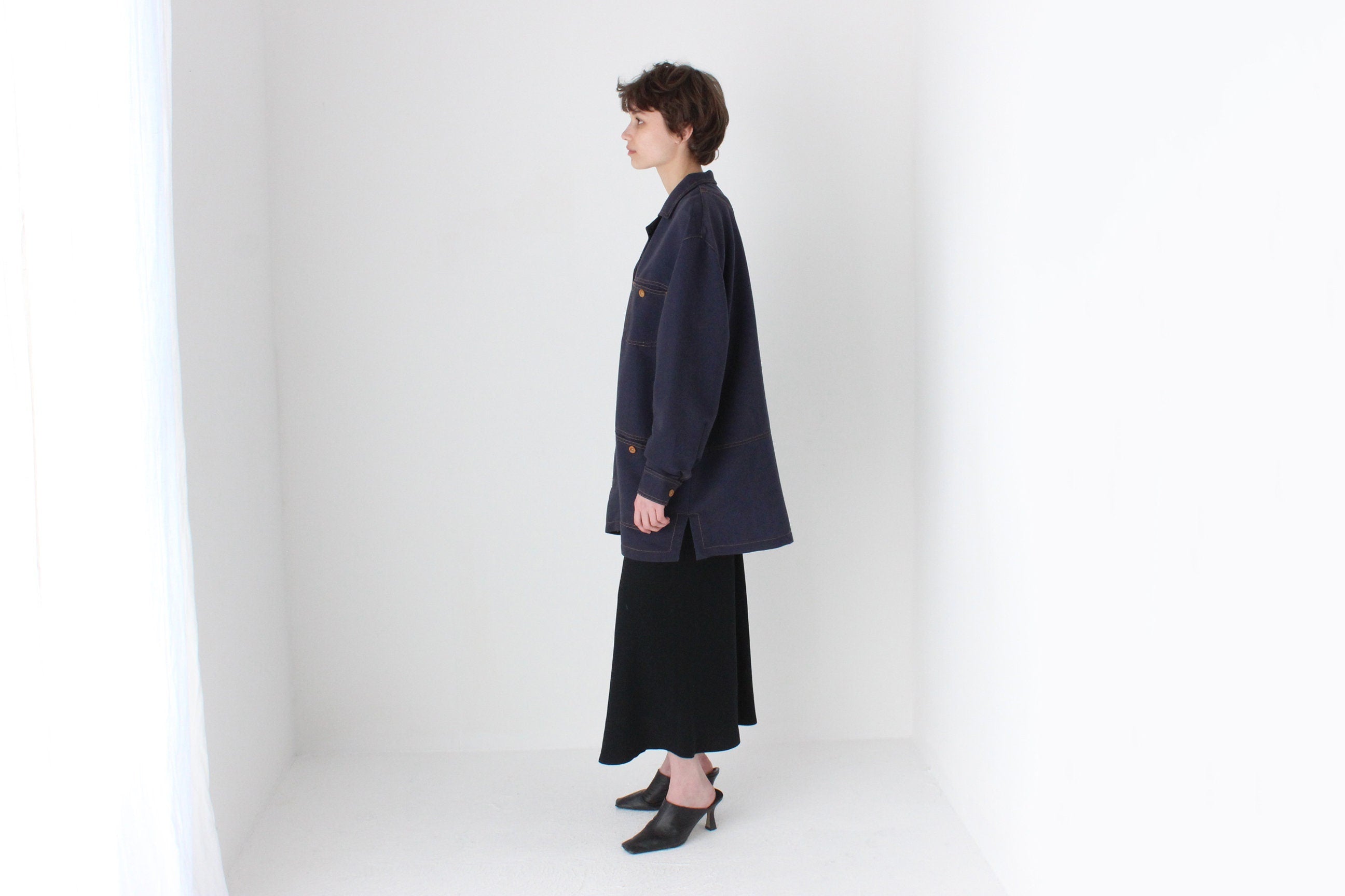 90s Midnight Blue Boxy Unisex Multi Pocket Jacket