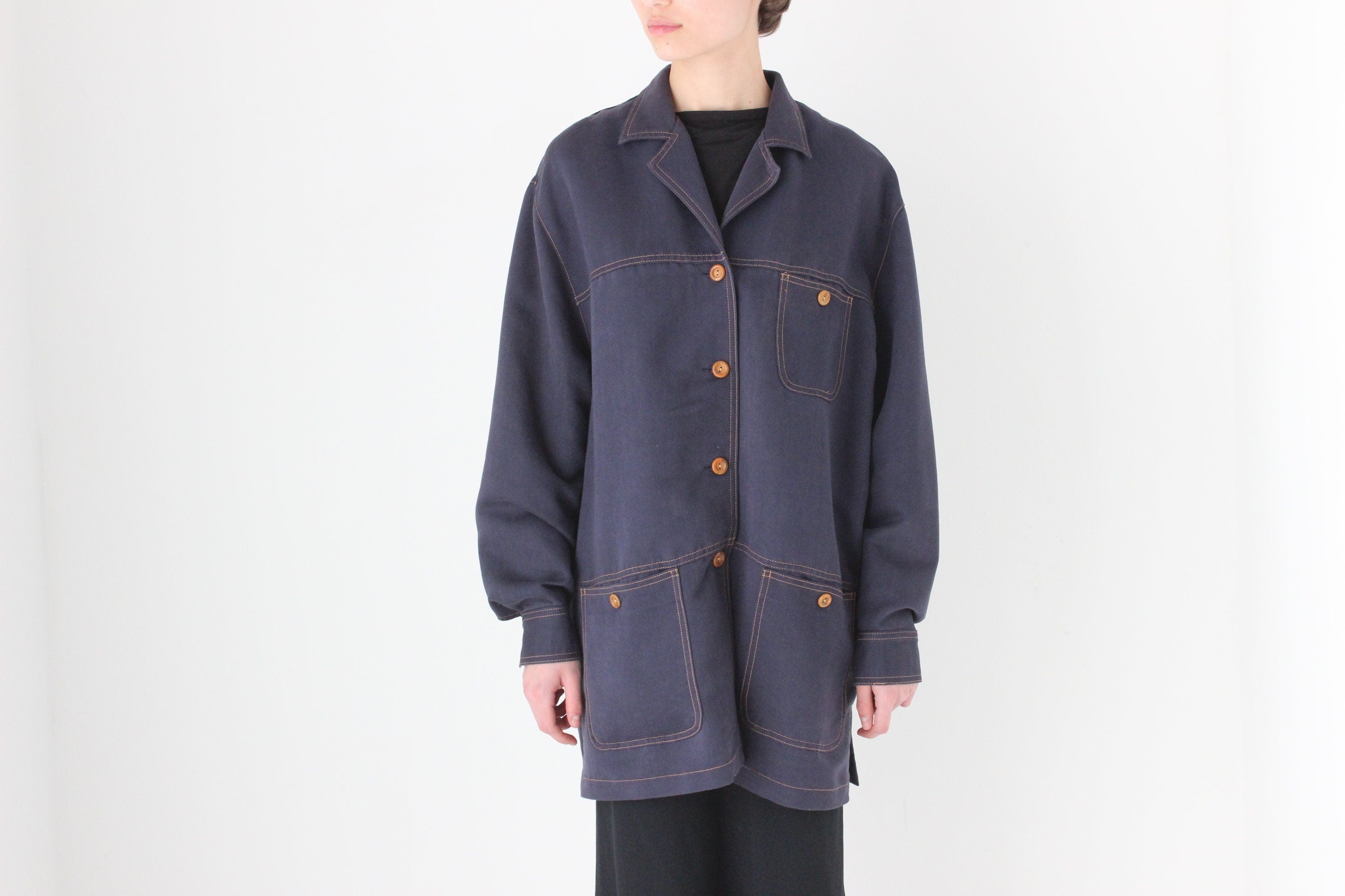 90s Midnight Blue Boxy Unisex Multi Pocket Jacket