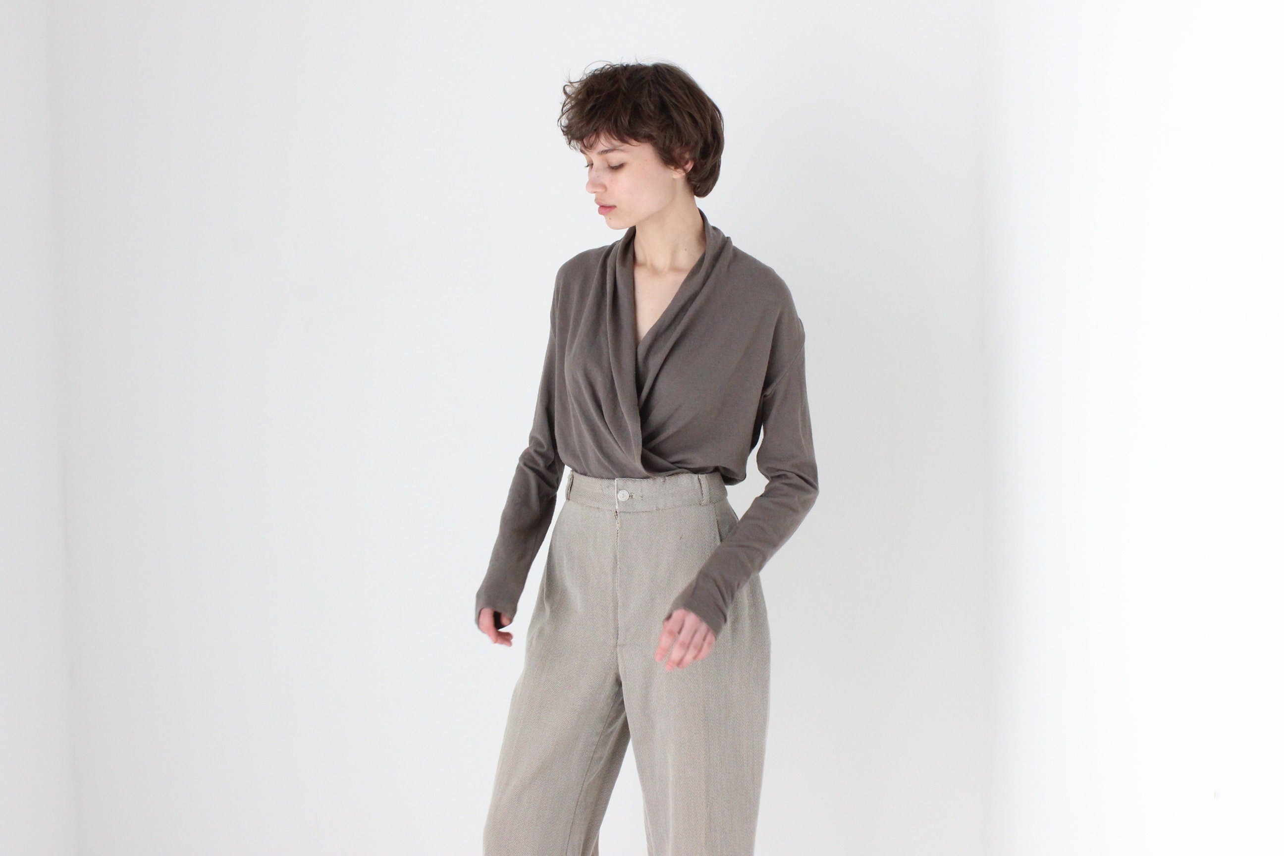 2000s Plunge / Wrap Knit Top