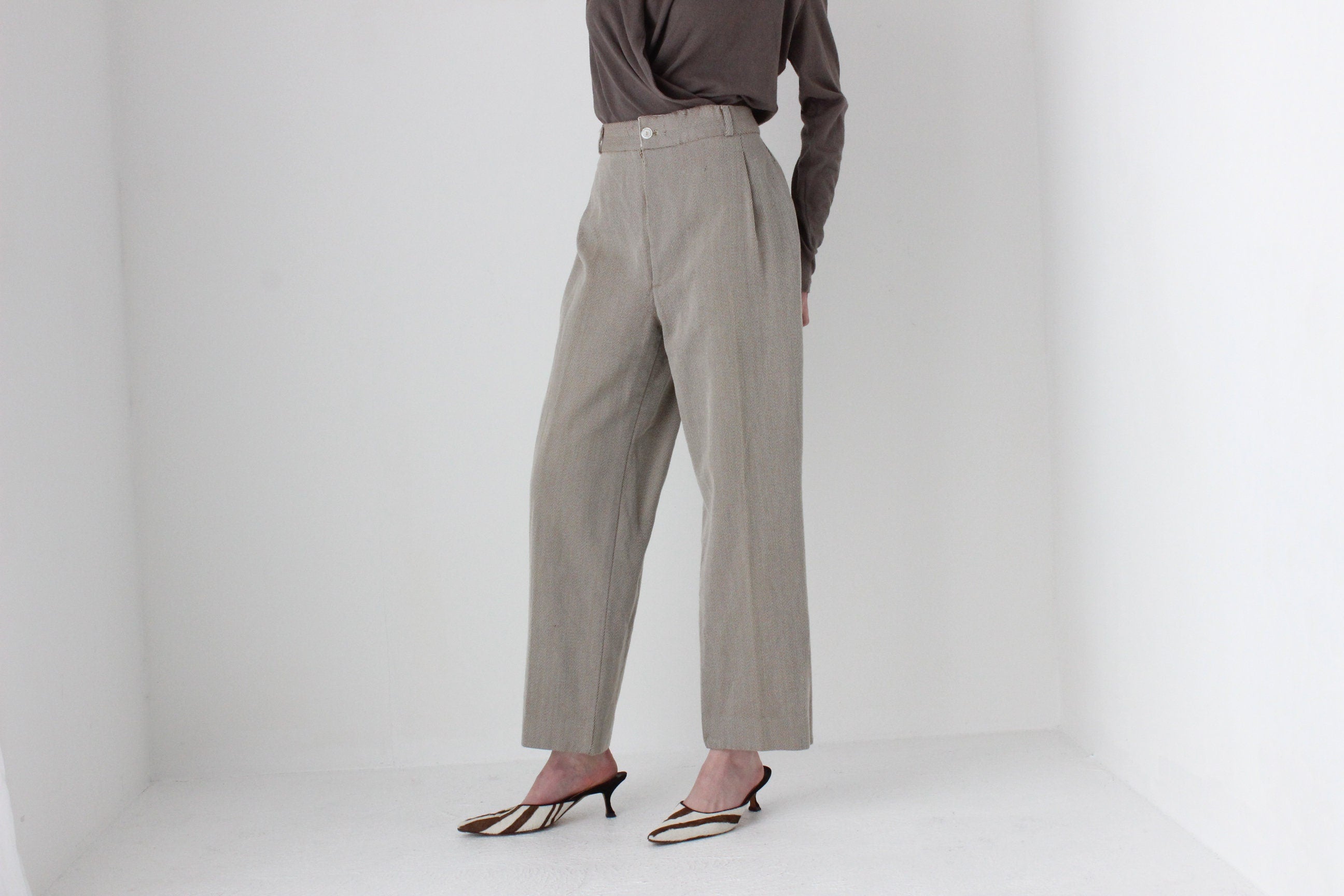 80s Country Road Neutral Wool Trousers