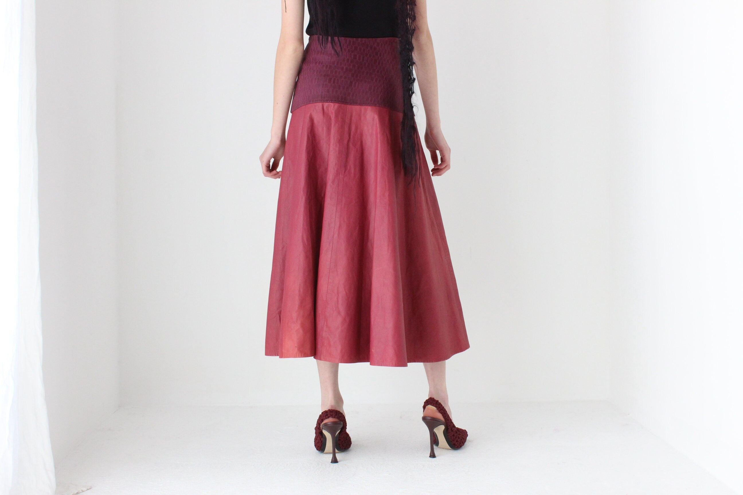 80s Leather Medieval Vibe Lace Up Corset Skirt
