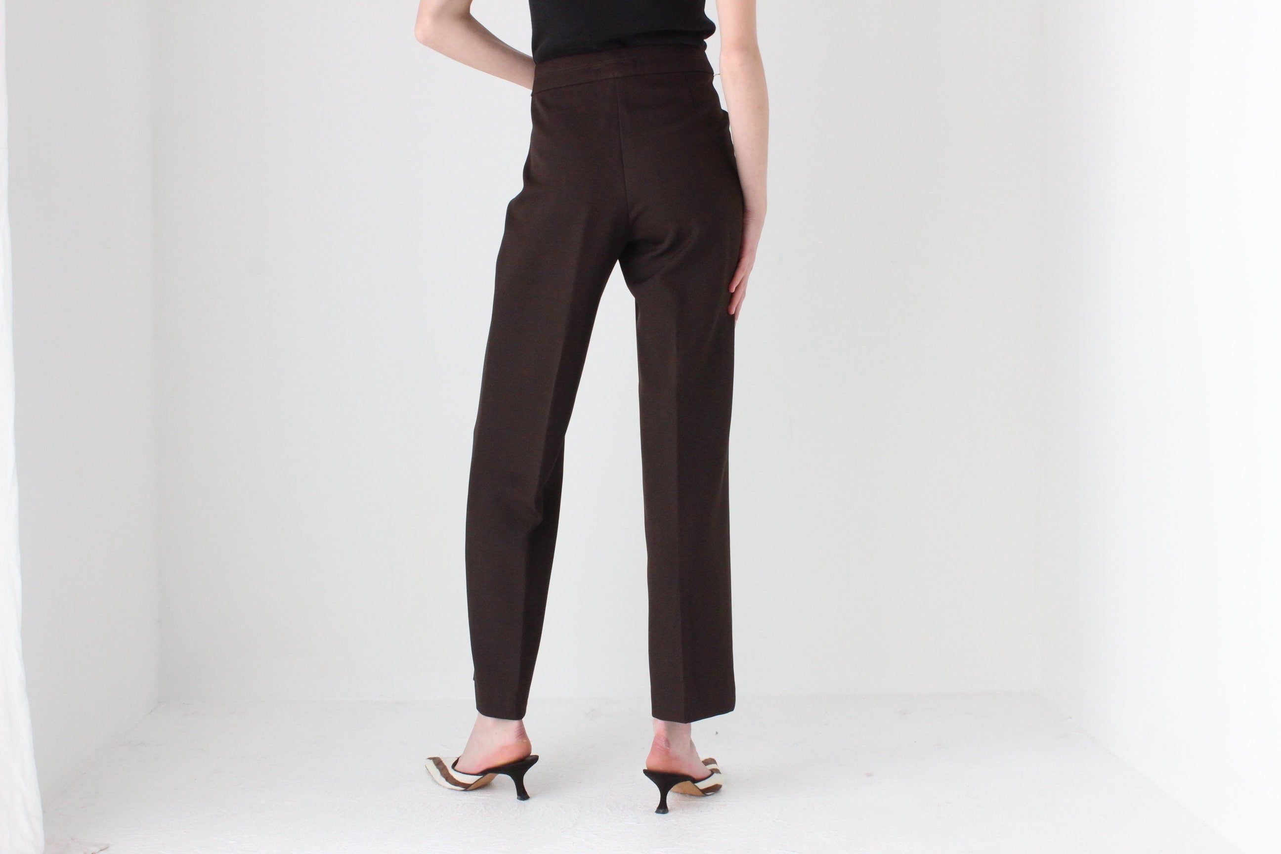 90s Minimal Chocolate Relaxed, Wide Leg Trousers