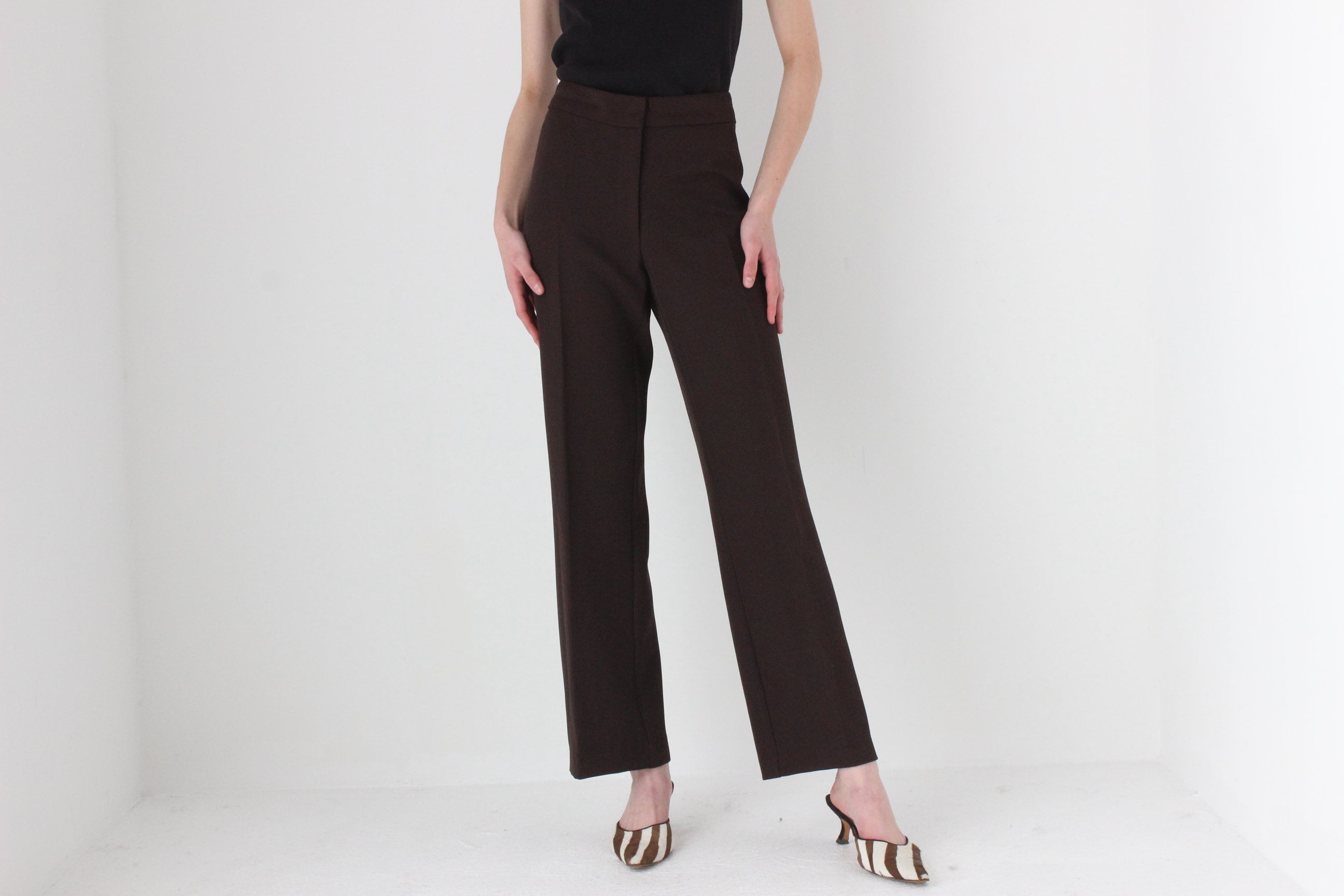 90s Minimal Chocolate Relaxed, Wide Leg Trousers