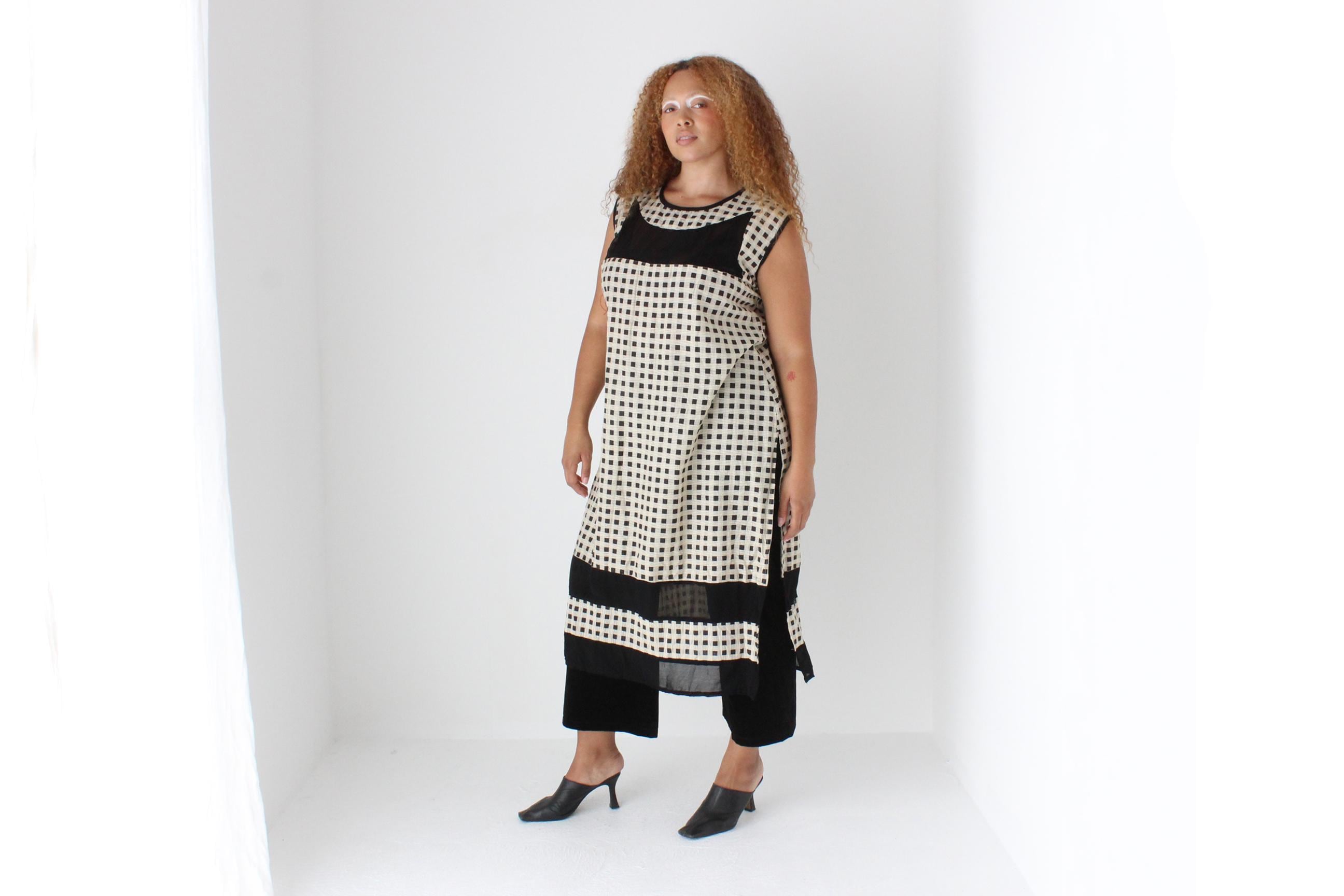 90s Gauzy Gingham Relaxed Dress