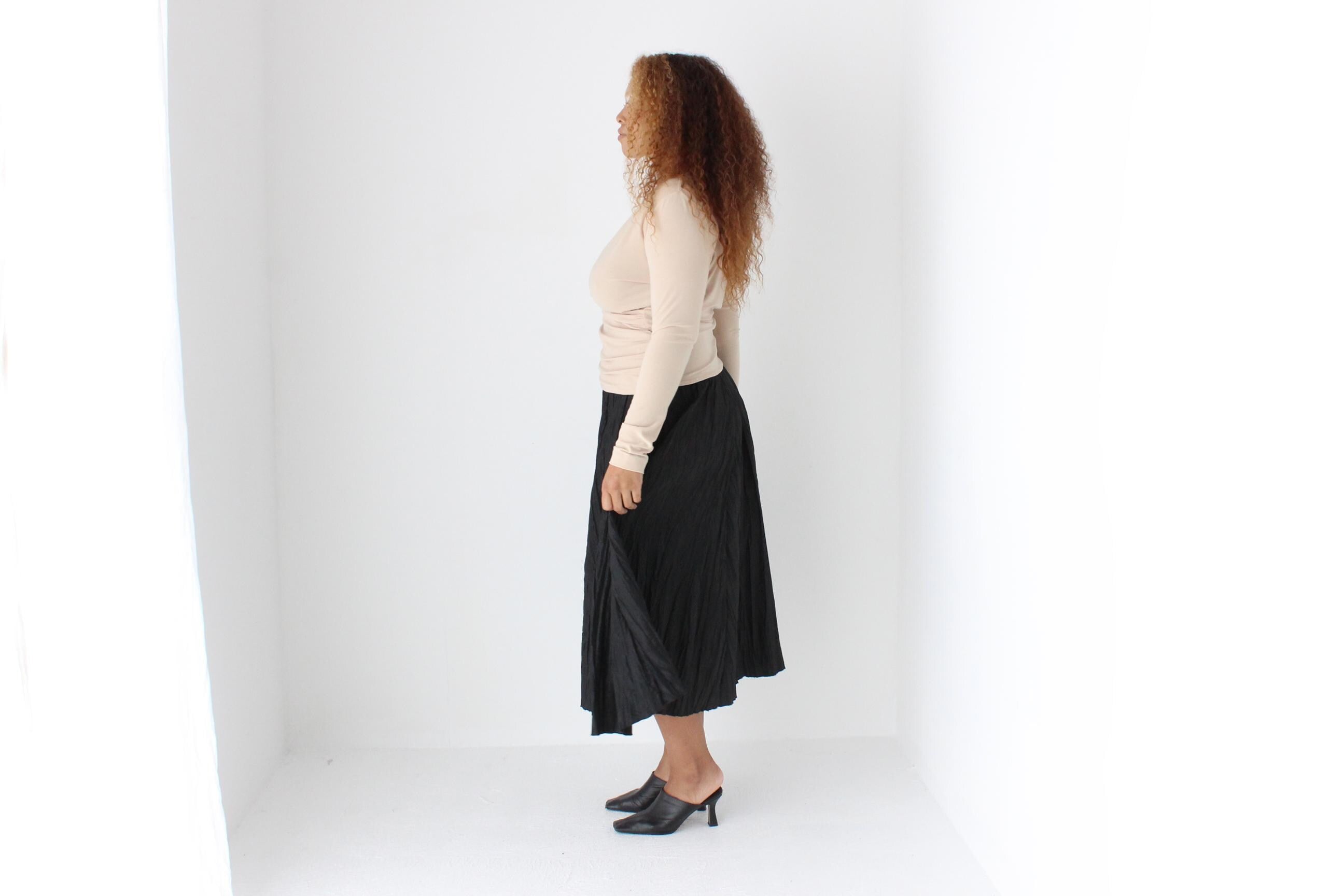 Y2K Stretch Neutral Sexy V Neck Plunge 'Wrap' Top