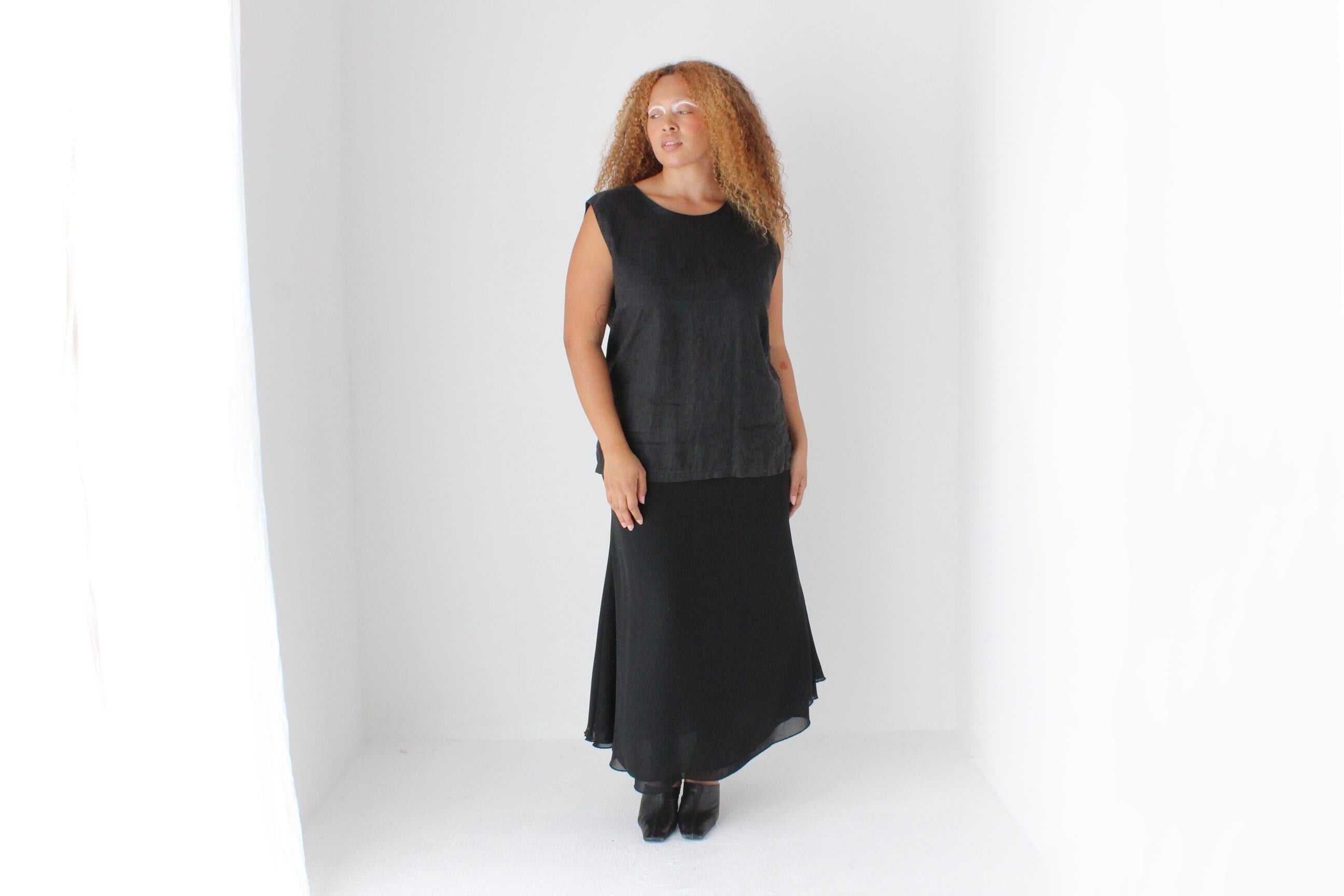 90s Pure Linen Soft, Relaxed Tank Top