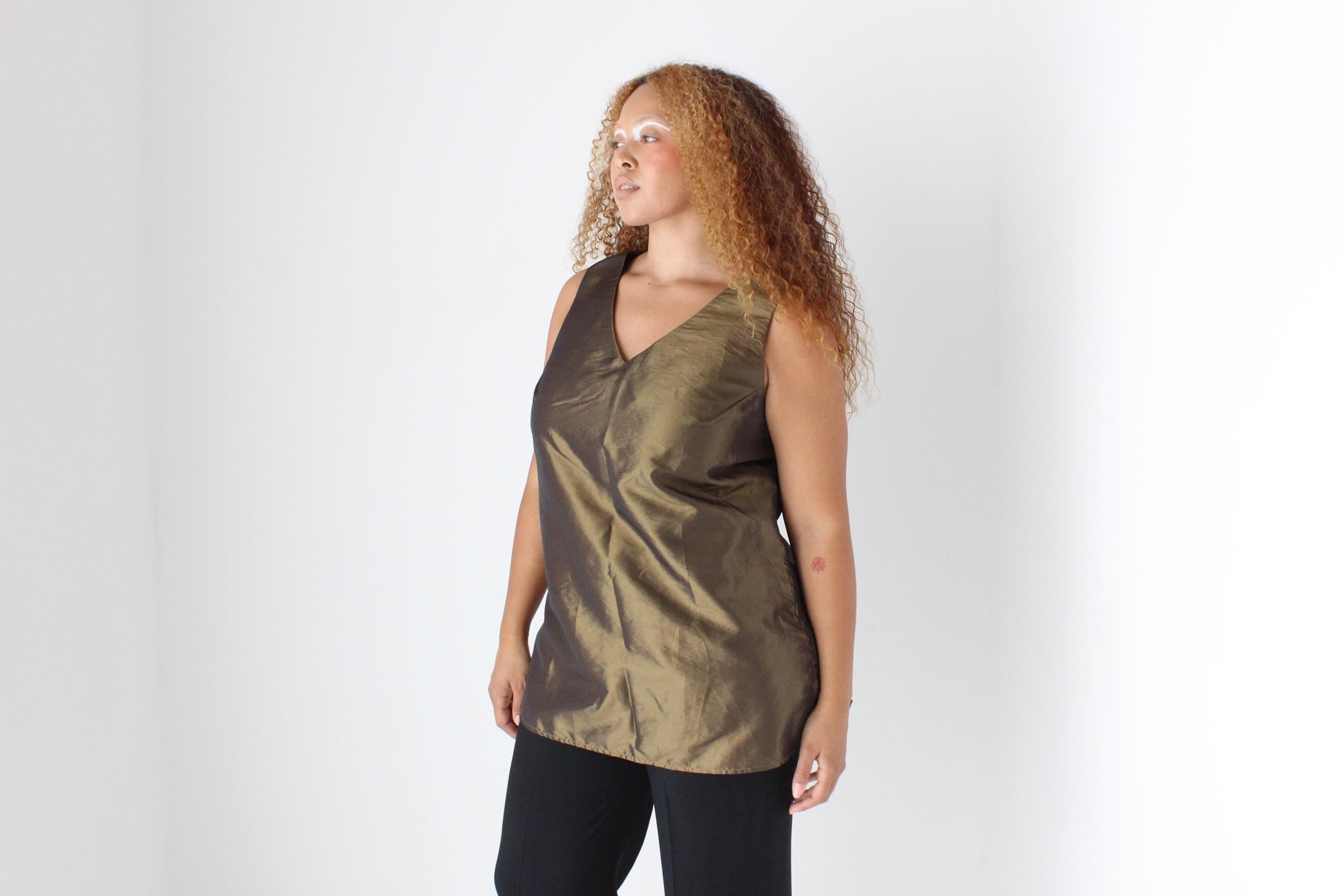 90s Bronze Metallic Party Top