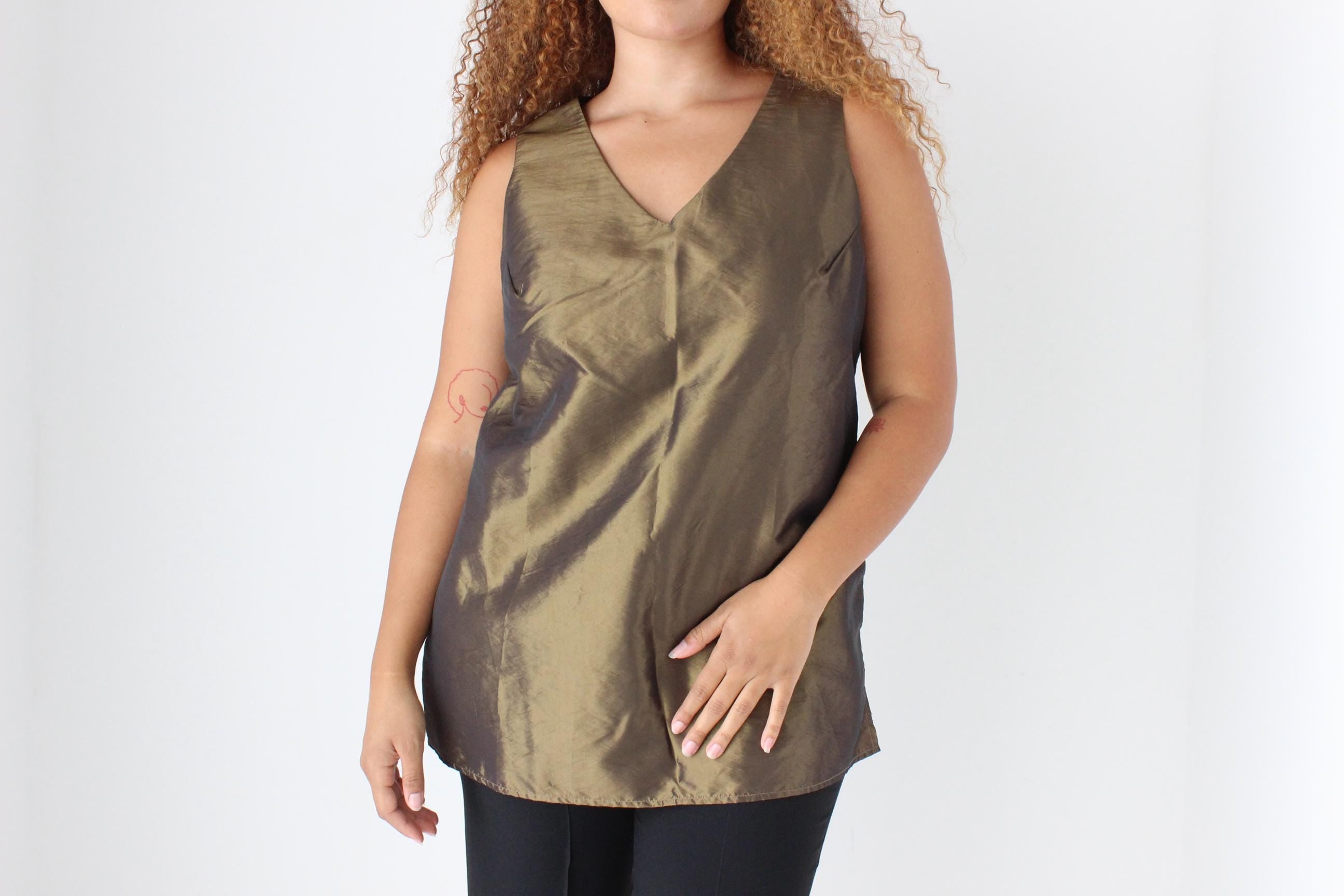 90s Bronze Metallic Party Top