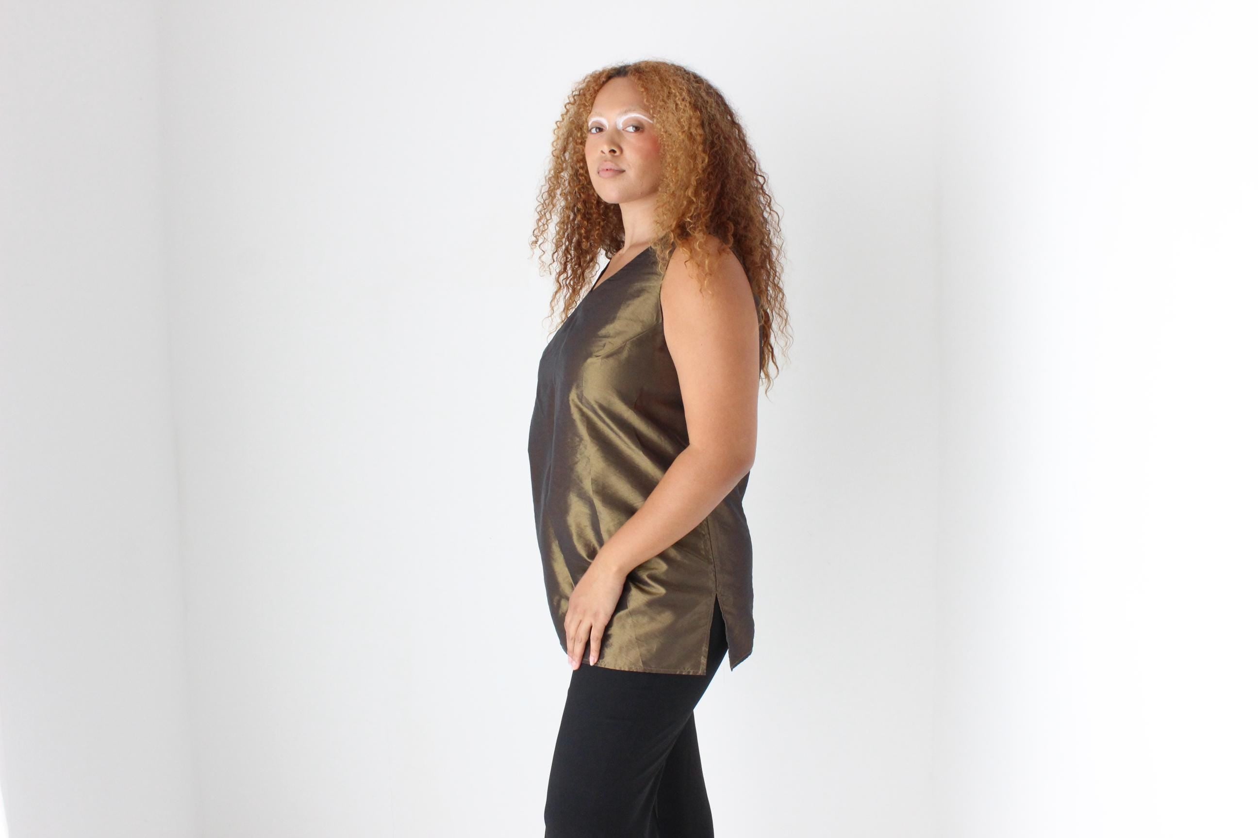 90s Bronze Metallic Party Top