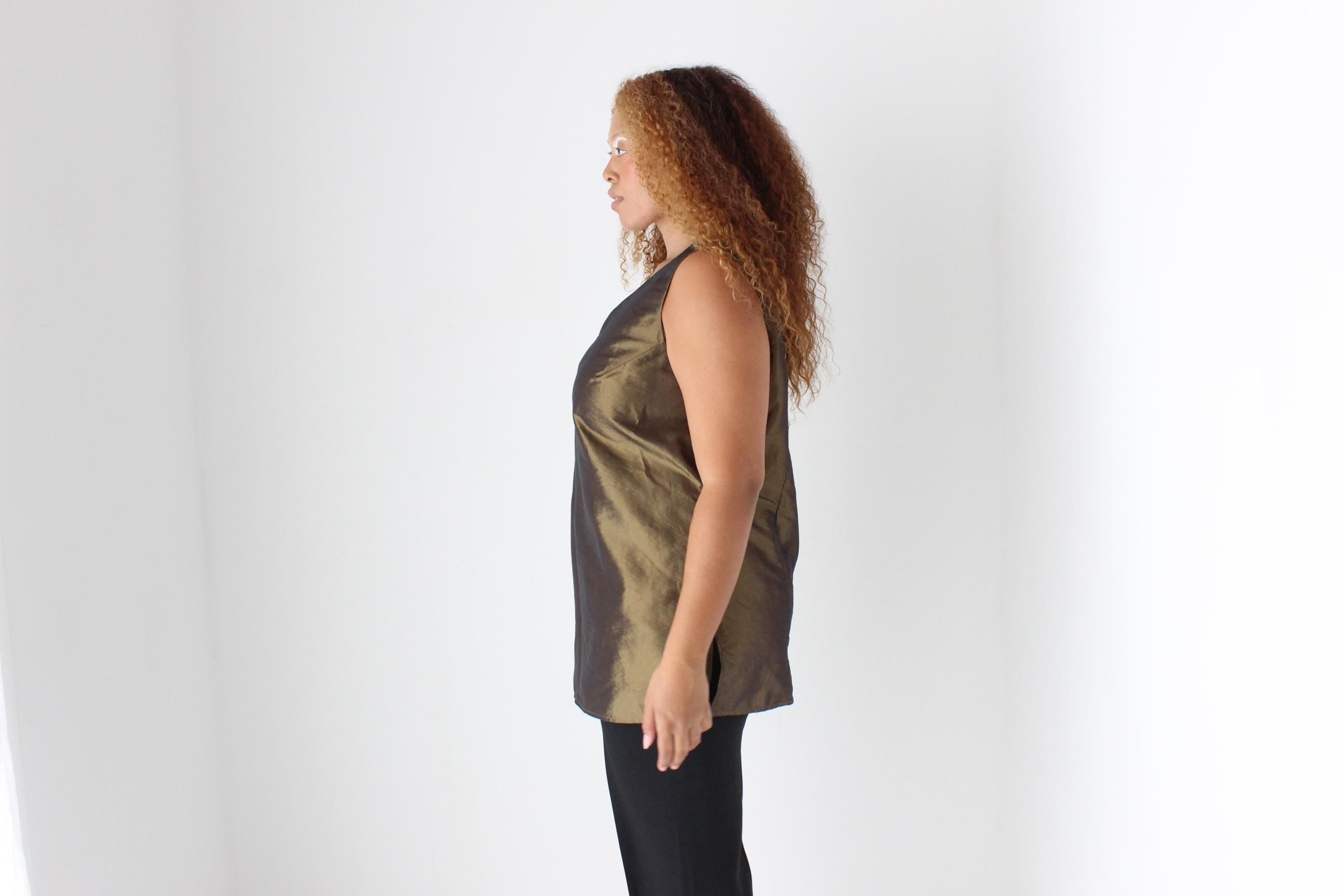 90s Bronze Metallic Party Top