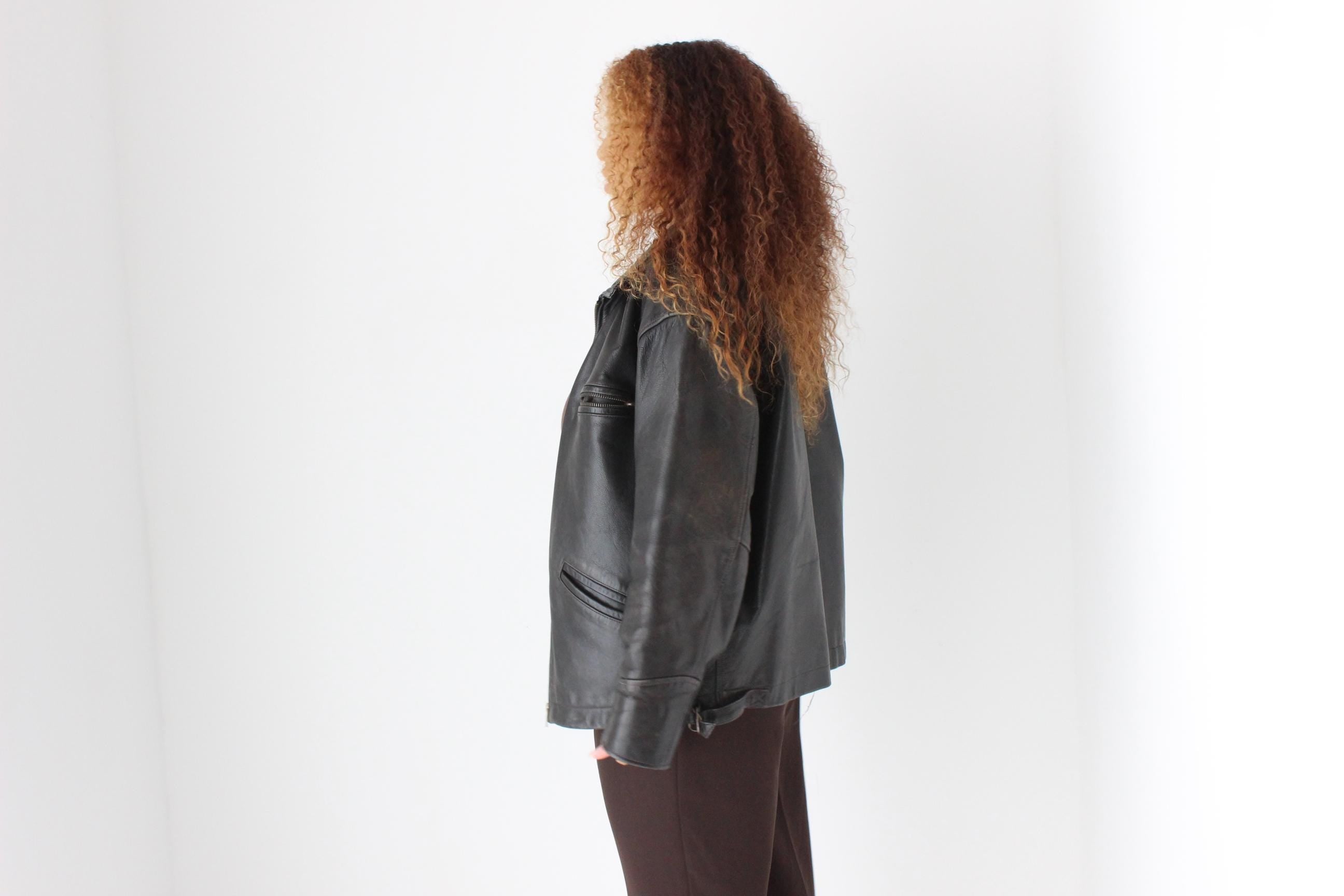 80s 'Palazzi' Leather Motorcycle Biker Jacket
