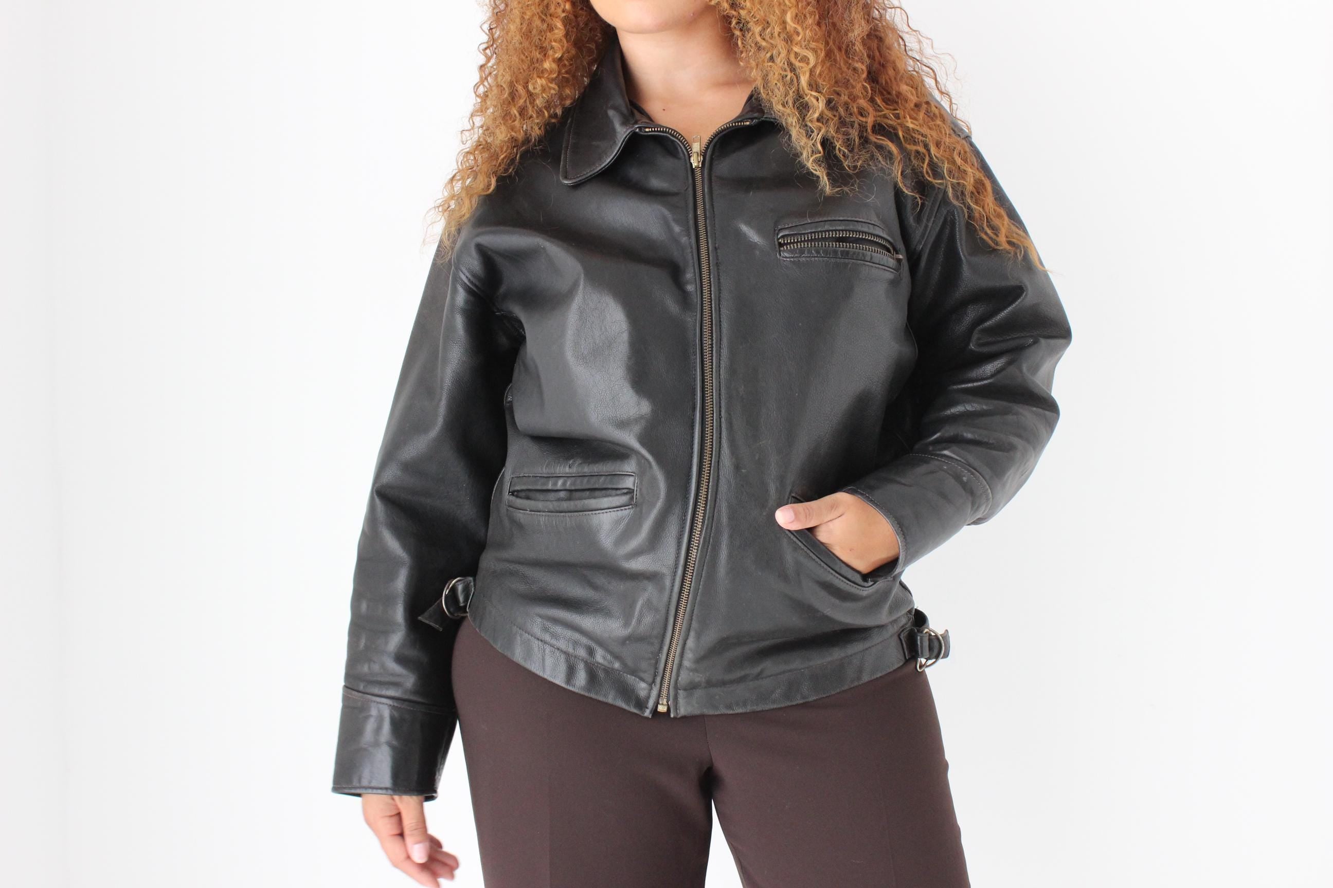 80s 'Palazzi' Leather Motorcycle Biker Jacket