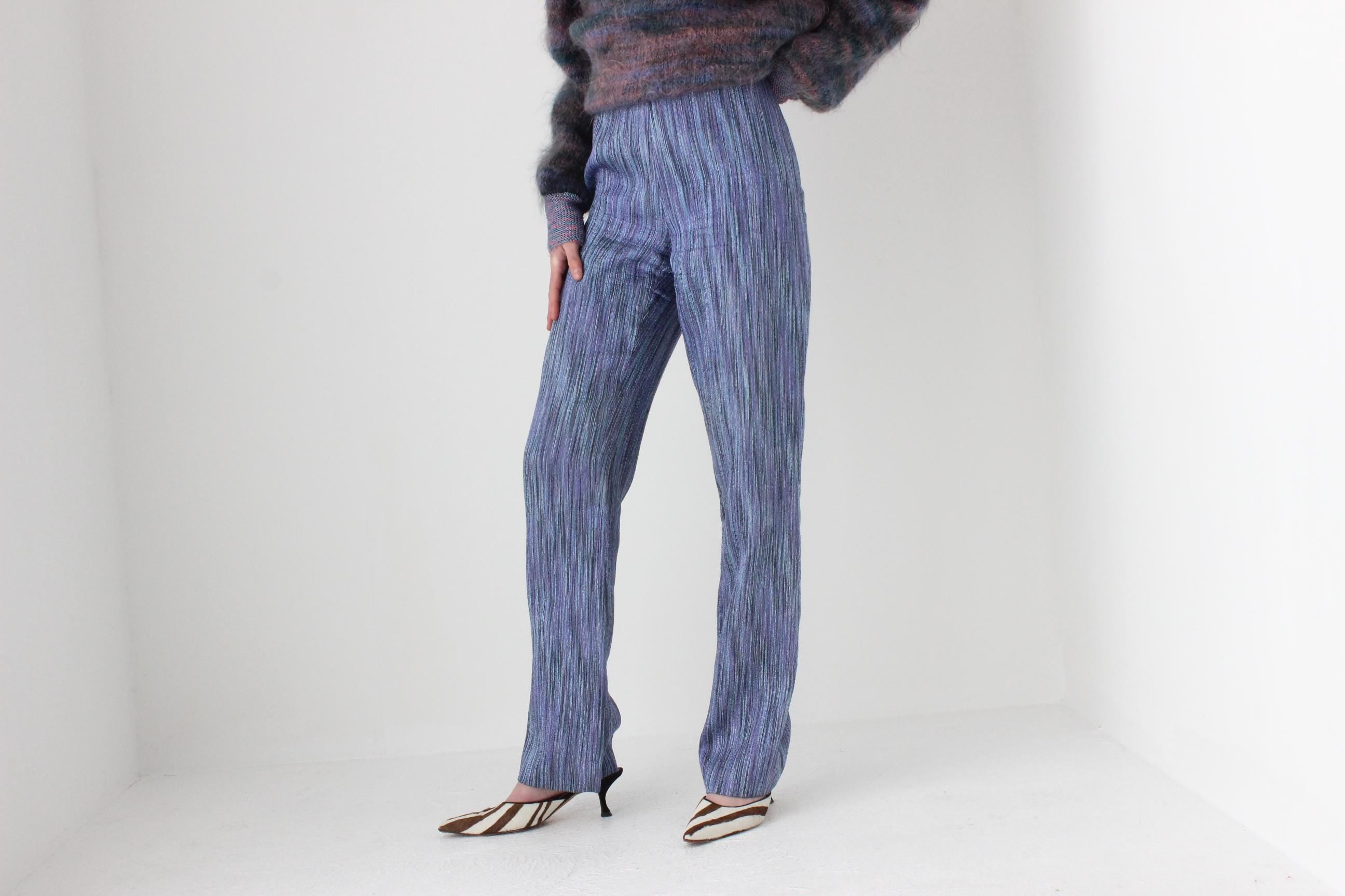 Interesting Y2K Woven Knit Textured Bootcut Pants