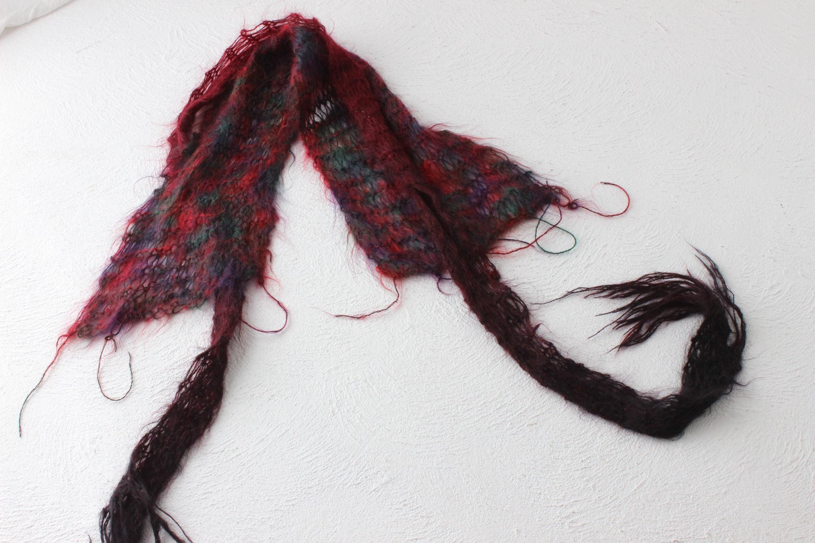 80s Mohair Hand Knit Kate Bush Scarf Duo