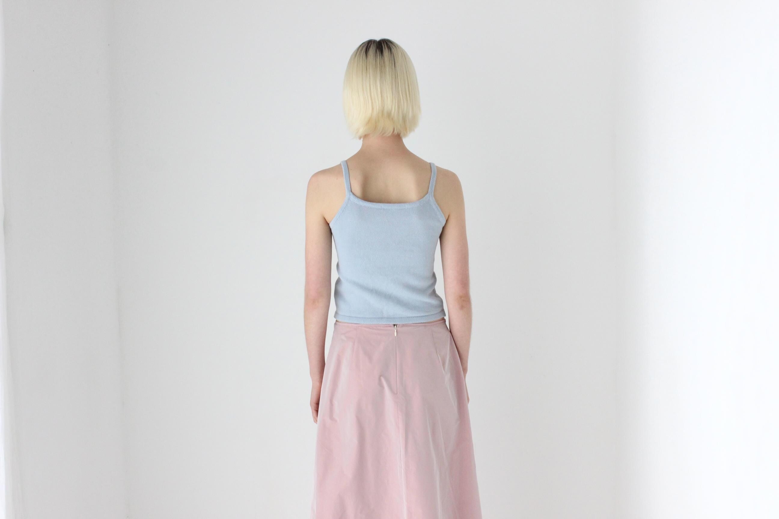 2000s Baby Blue Argyle Knit Tank