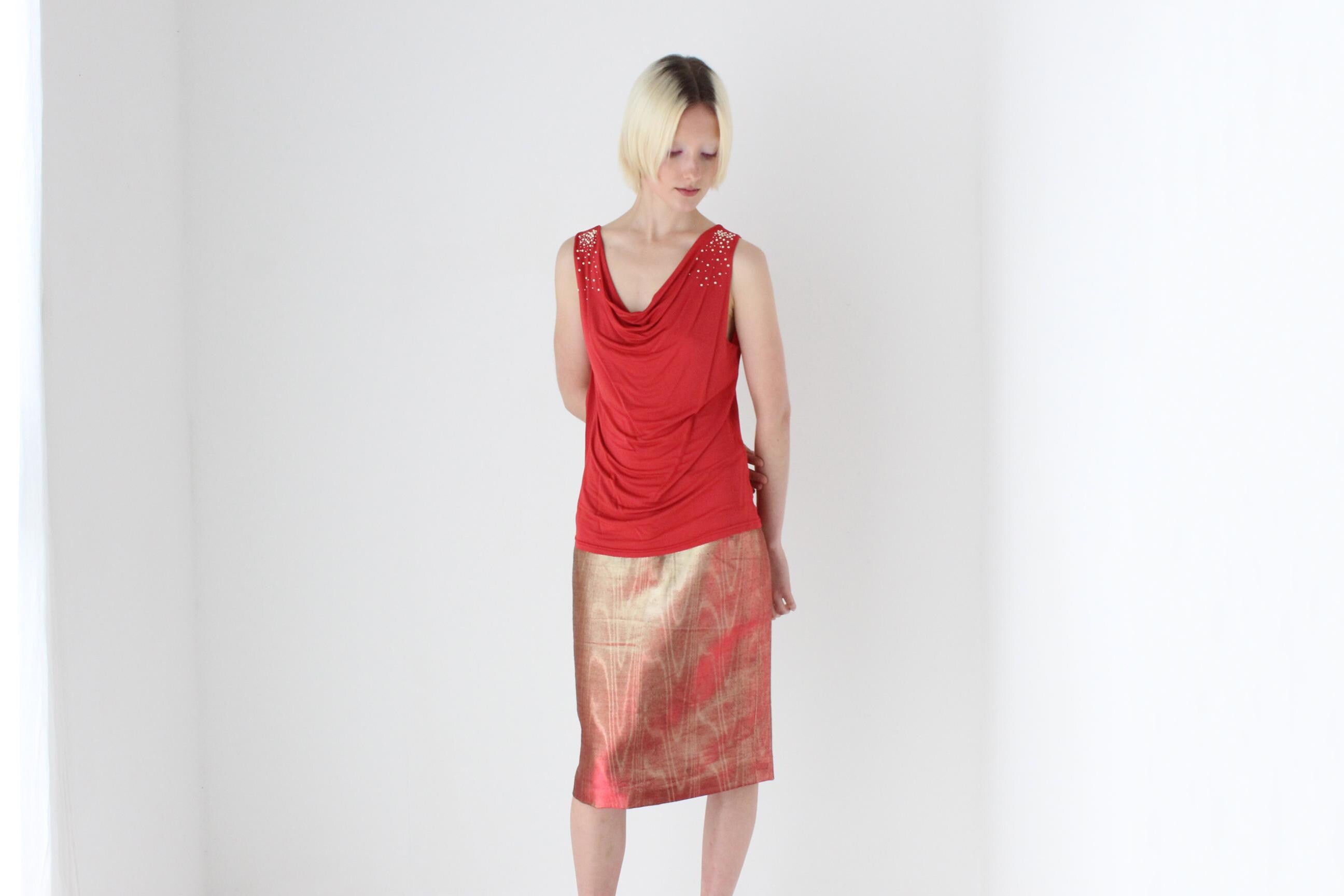 Y2K Slinky Draped Cowl Neck Disco Top